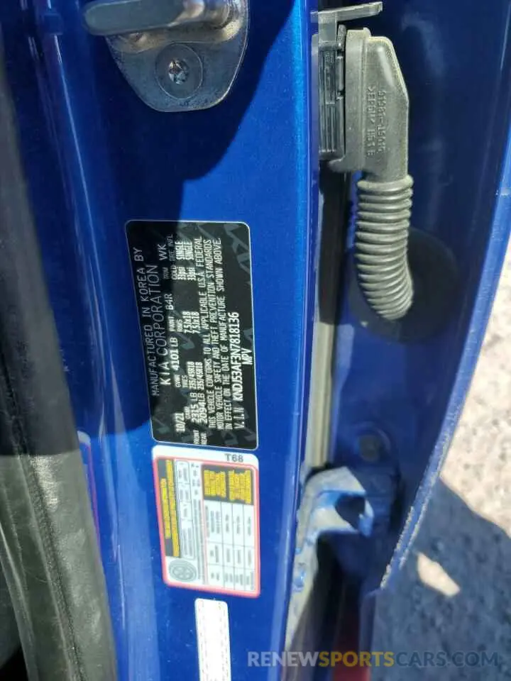 14 Photograph of a damaged car KNDJ53AF3N7818136 KIA SOUL 2022
