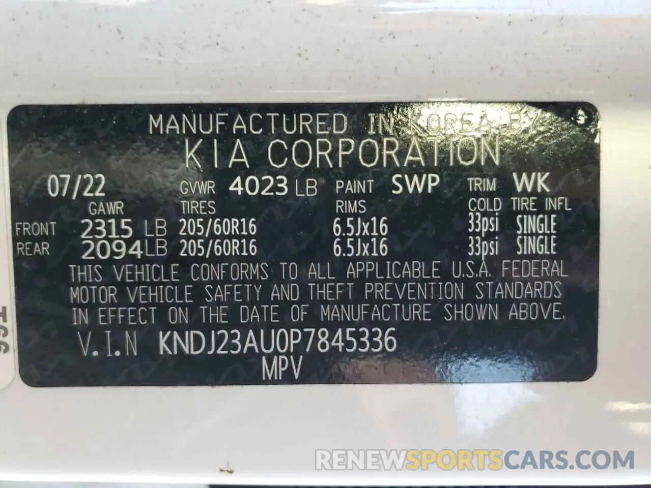14 Photograph of a damaged car KNDJ23AU0P7845336 KIA SOUL 2023