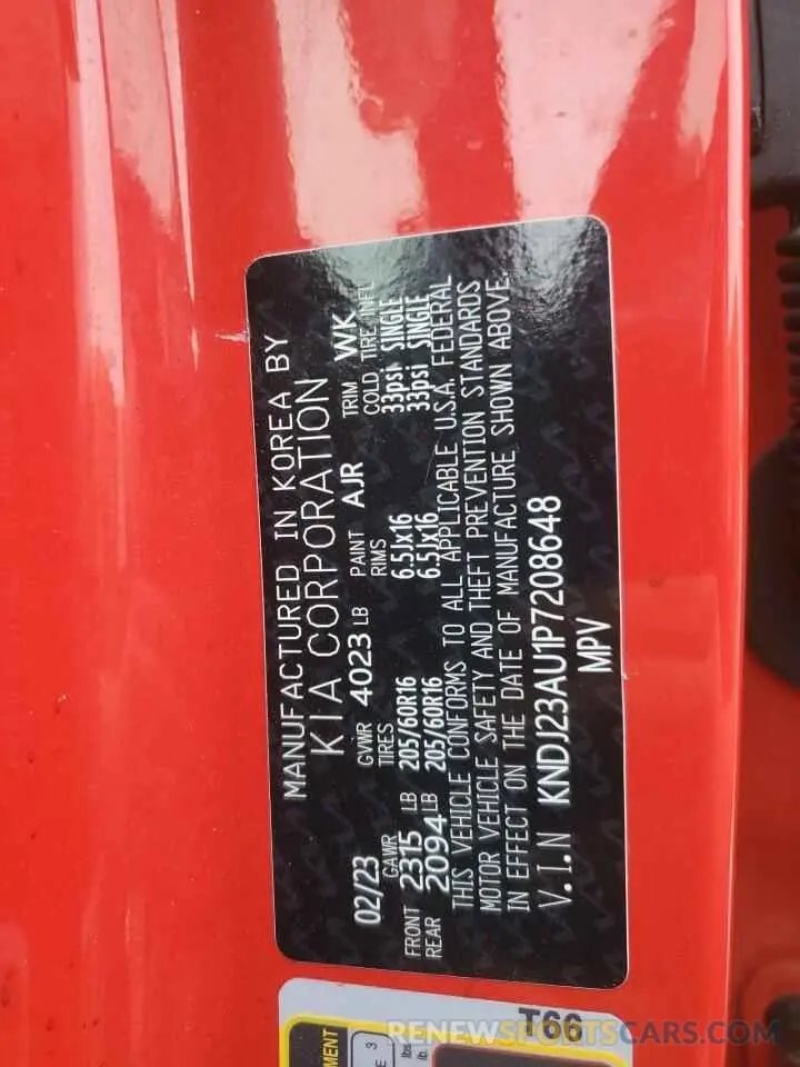 12 Photograph of a damaged car KNDJ23AU1P7208648 KIA SOUL 2023