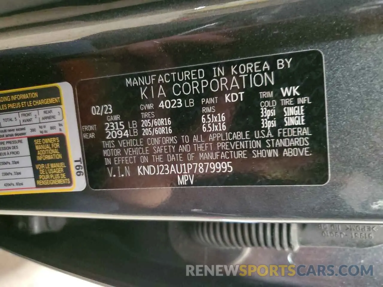 13 Photograph of a damaged car KNDJ23AU1P7879995 KIA SOUL 2023