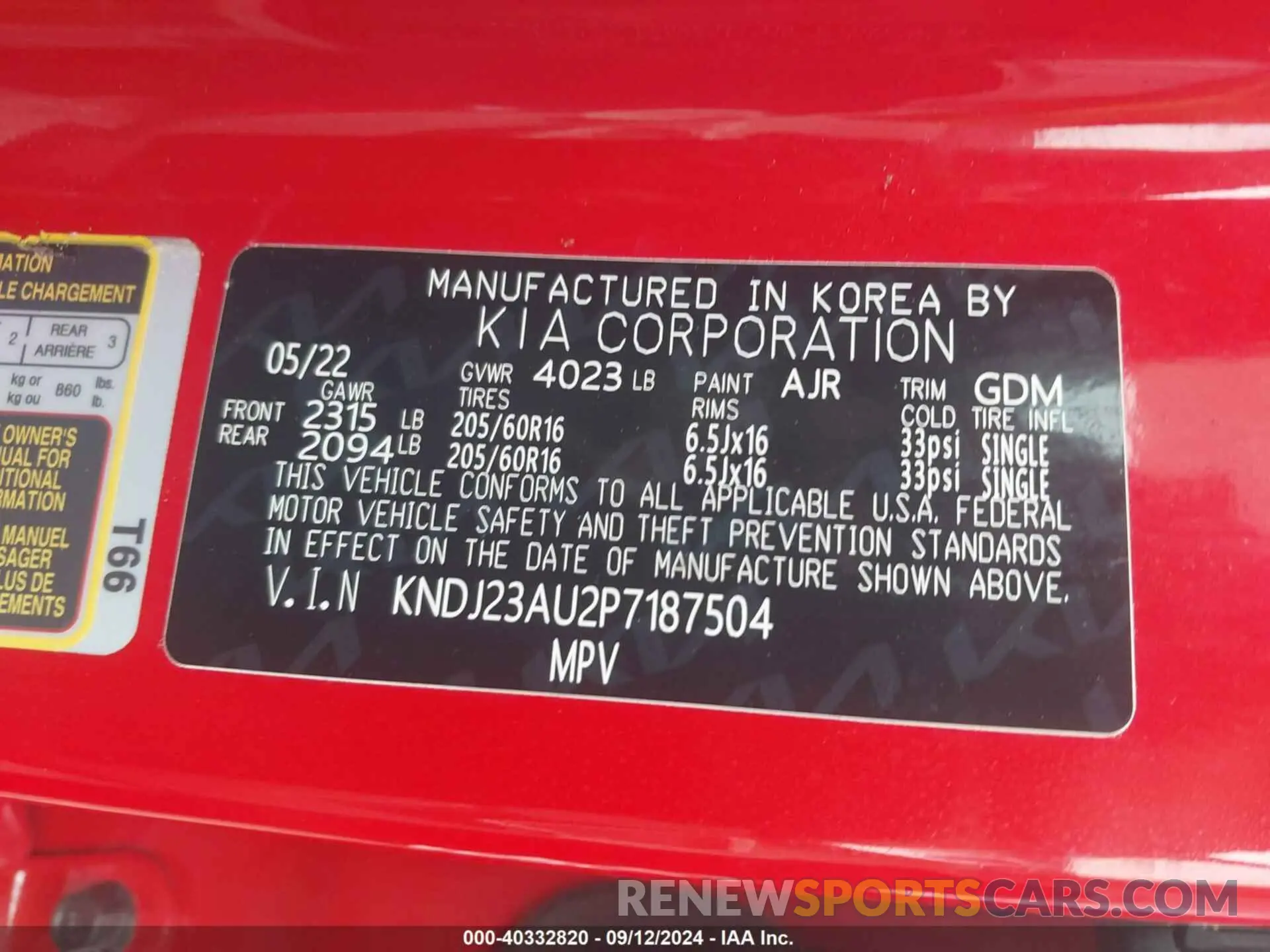 9 Photograph of a damaged car KNDJ23AU2P7187504 KIA SOUL 2023