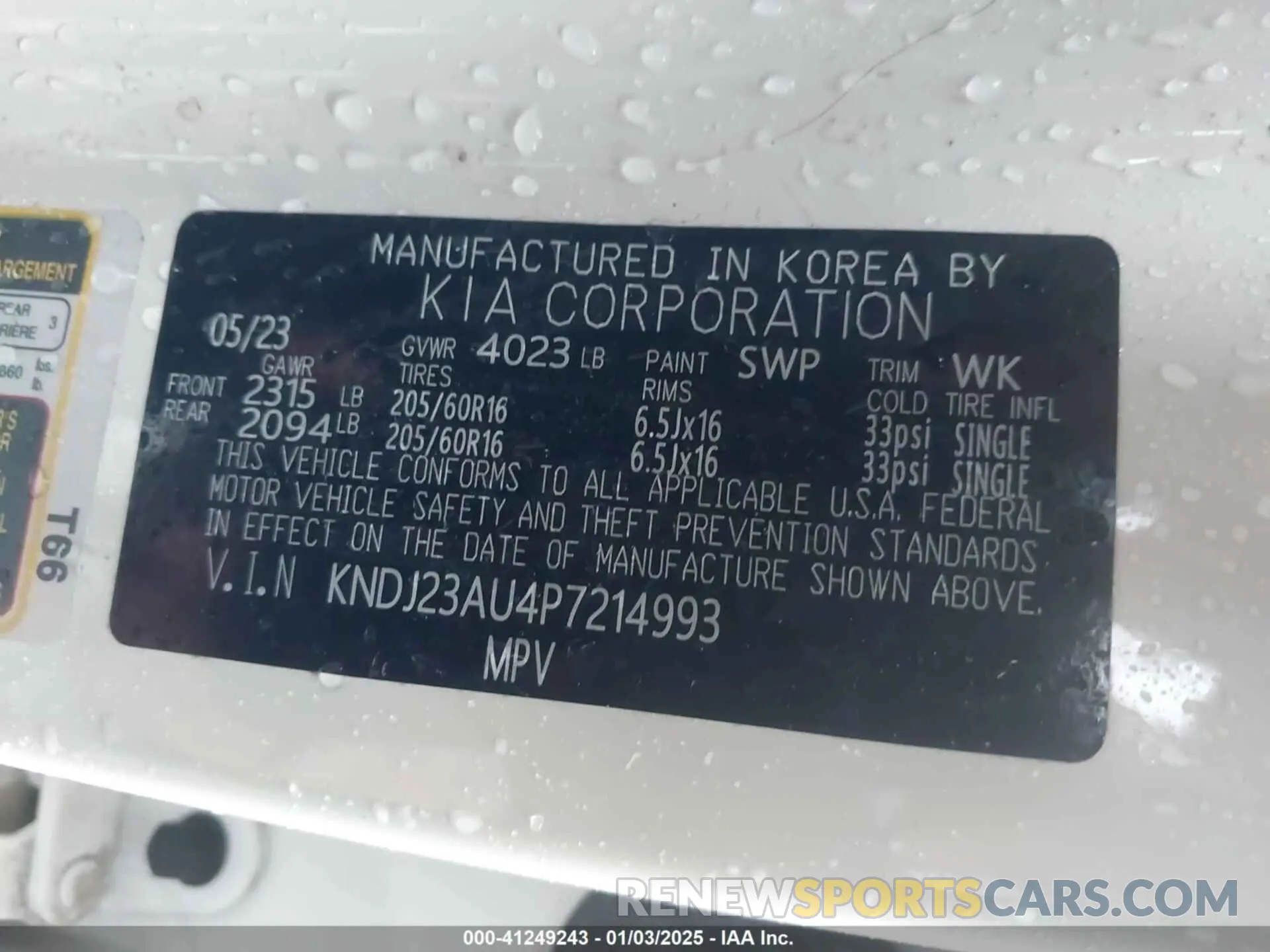 9 Photograph of a damaged car KNDJ23AU4P7214993 KIA SOUL 2023