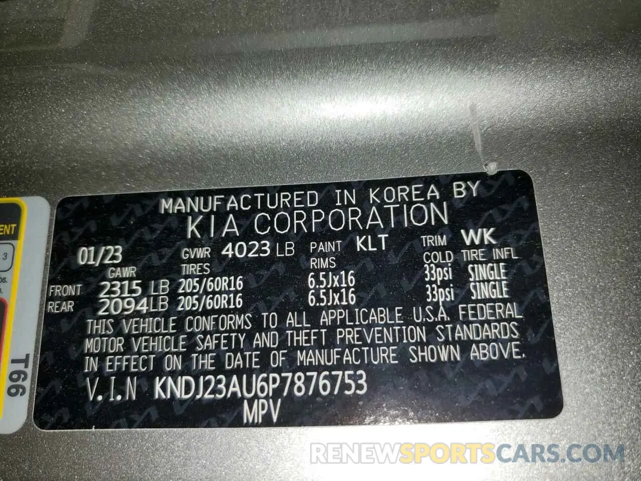14 Photograph of a damaged car KNDJ23AU6P7876753 KIA SOUL 2023