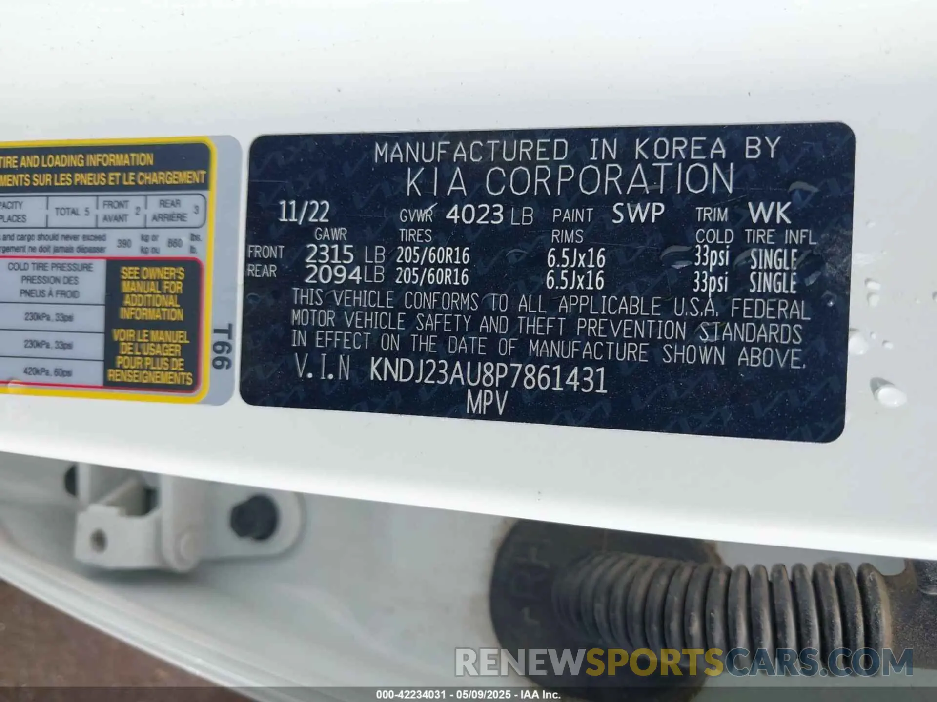 9 Photograph of a damaged car KNDJ23AU8P7861431 KIA SOUL 2023