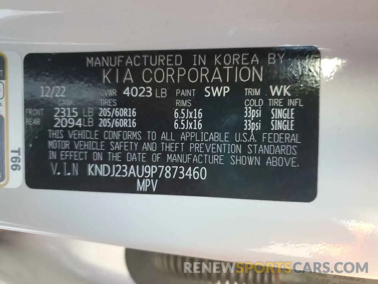 13 Photograph of a damaged car KNDJ23AU9P7873460 KIA SOUL 2023