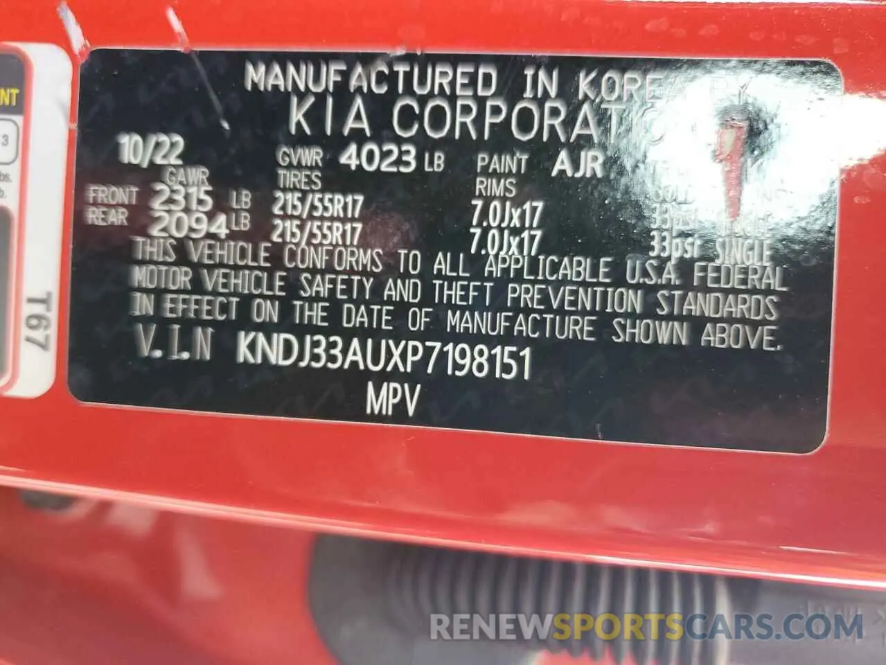 12 Photograph of a damaged car KNDJ33AUXP7198151 KIA SOUL 2023