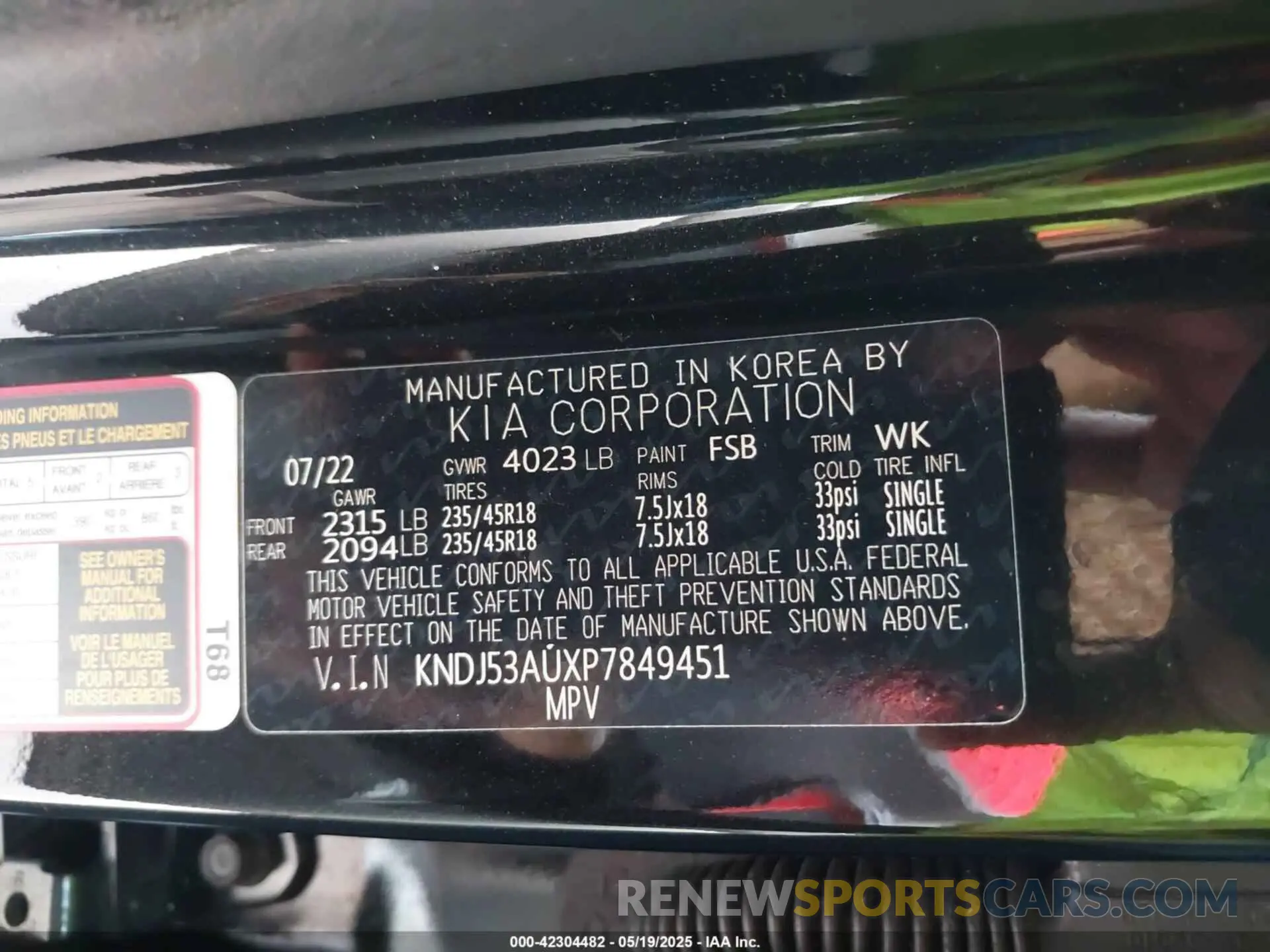 9 Photograph of a damaged car KNDJ53AUXP7849451 KIA SOUL 2023