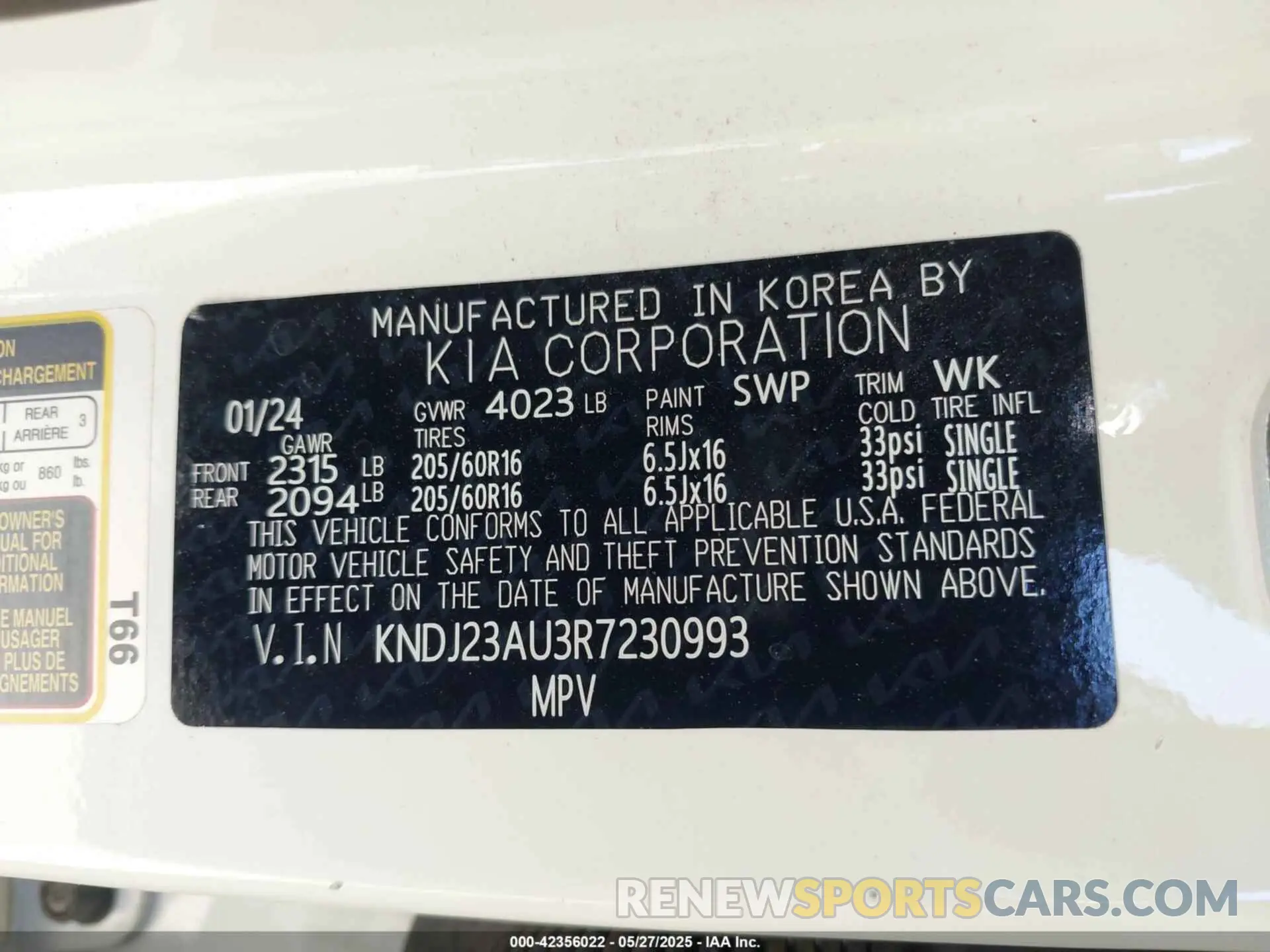 9 Photograph of a damaged car KNDJ23AU3R7230993 KIA SOUL 2024