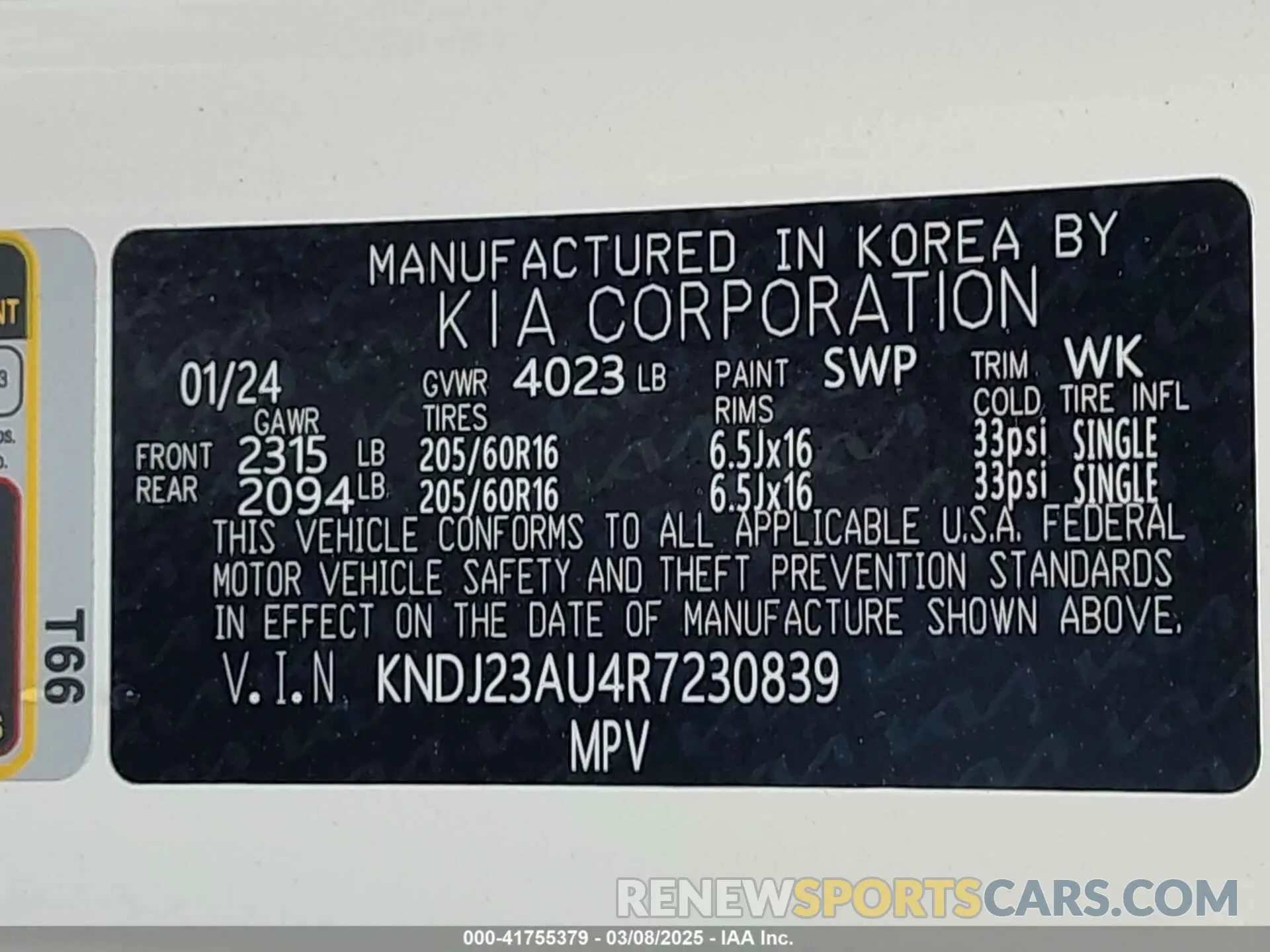 9 Photograph of a damaged car KNDJ23AU4R7230839 KIA SOUL 2024