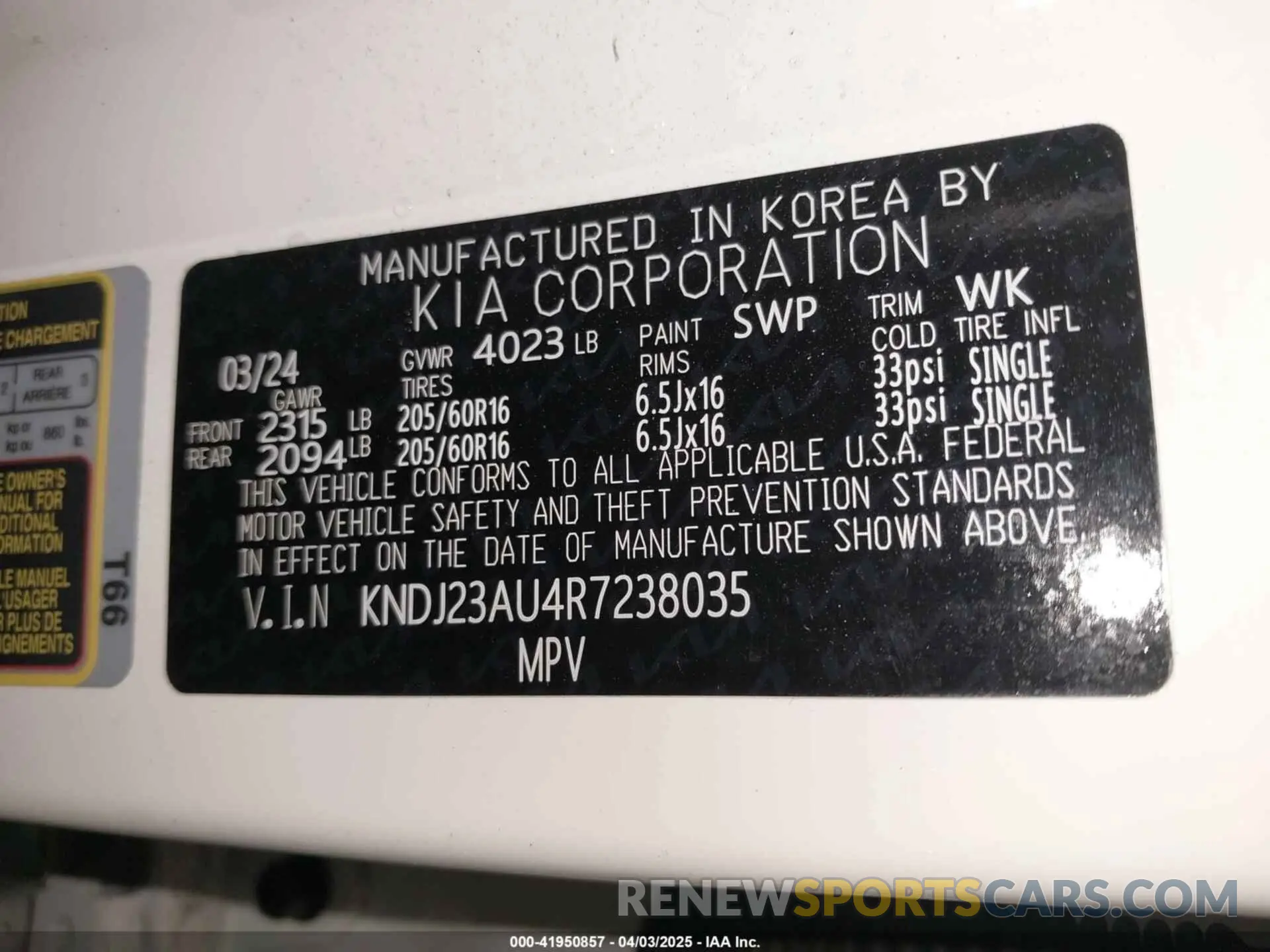 9 Photograph of a damaged car KNDJ23AU4R7238035 KIA SOUL 2024