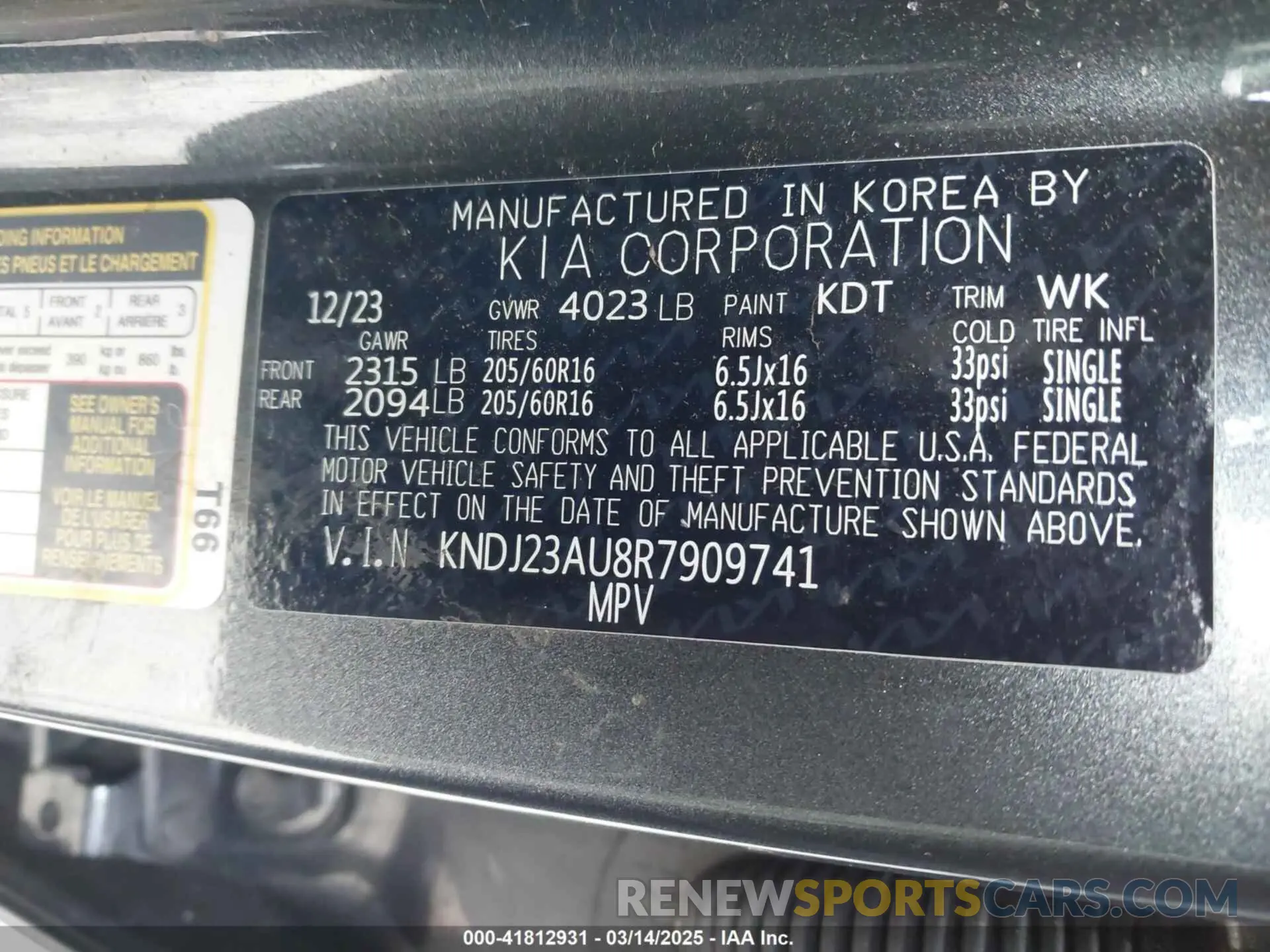 9 Photograph of a damaged car KNDJ23AU8R7909741 KIA SOUL 2024