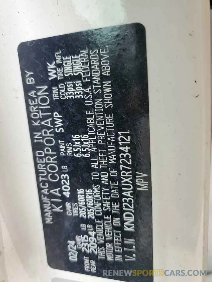 13 Photograph of a damaged car KNDJ23AUXR7234121 KIA SOUL 2024