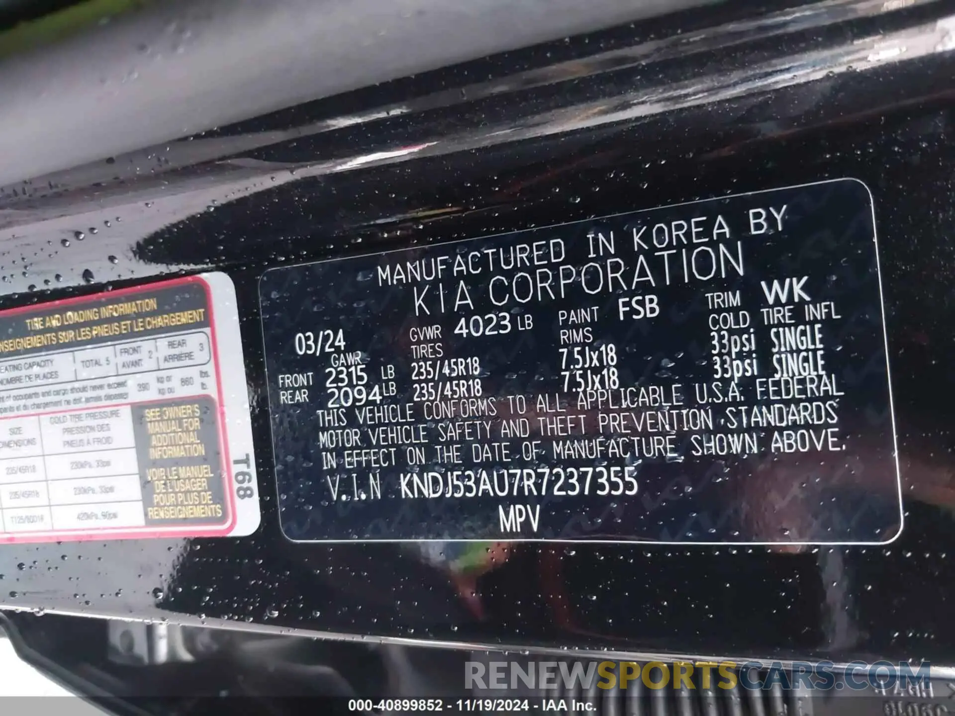 9 Photograph of a damaged car KNDJ53AU7R7237355 KIA SOUL 2024