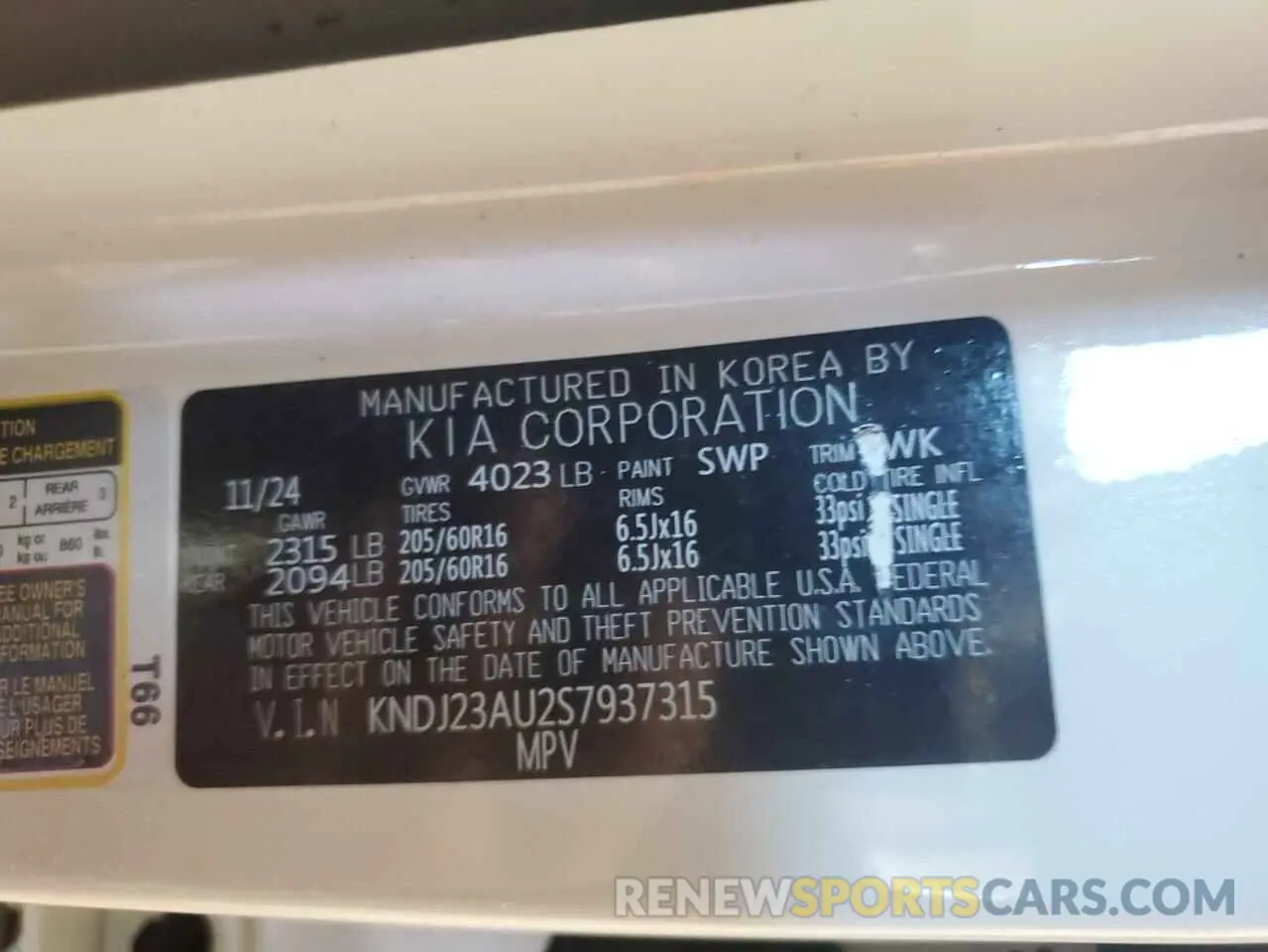 13 Photograph of a damaged car KNDJ23AU2S7937315 KIA SOUL 2025