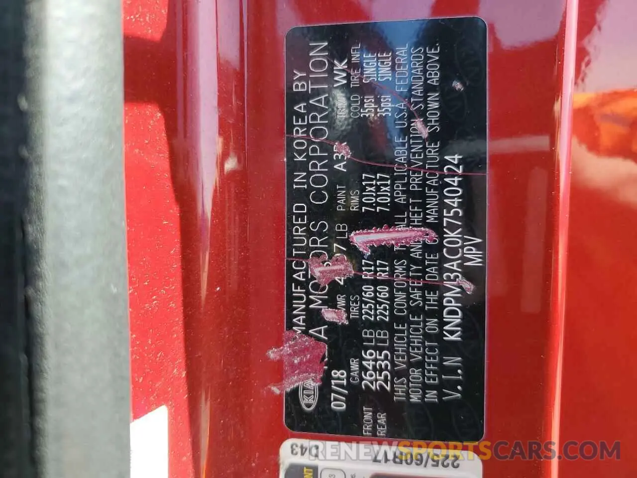 13 Photograph of a damaged car KNDPM3AC0K7540424 KIA SPORTAGE 2019