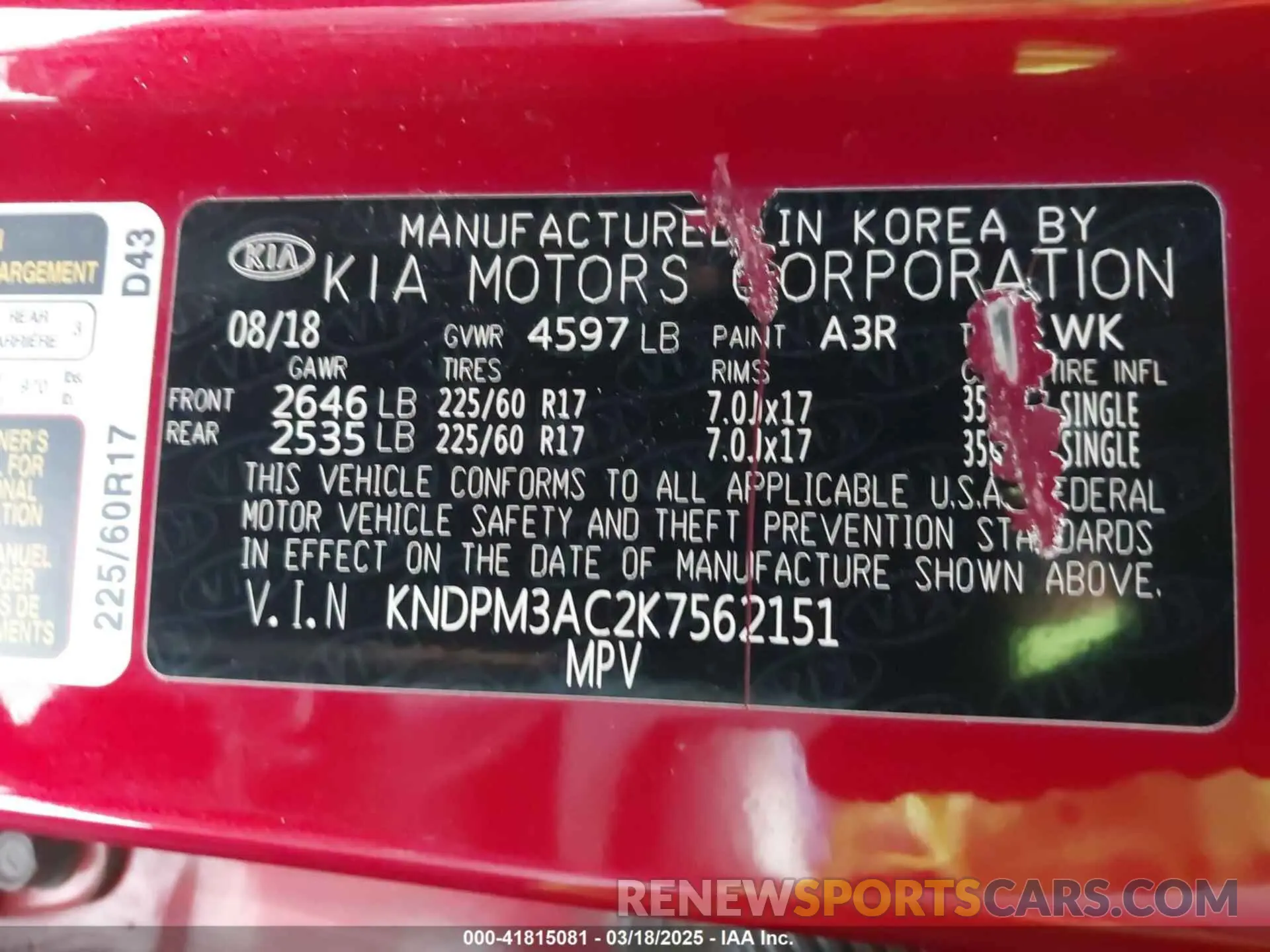9 Photograph of a damaged car KNDPM3AC2K7562151 KIA SPORTAGE 2019