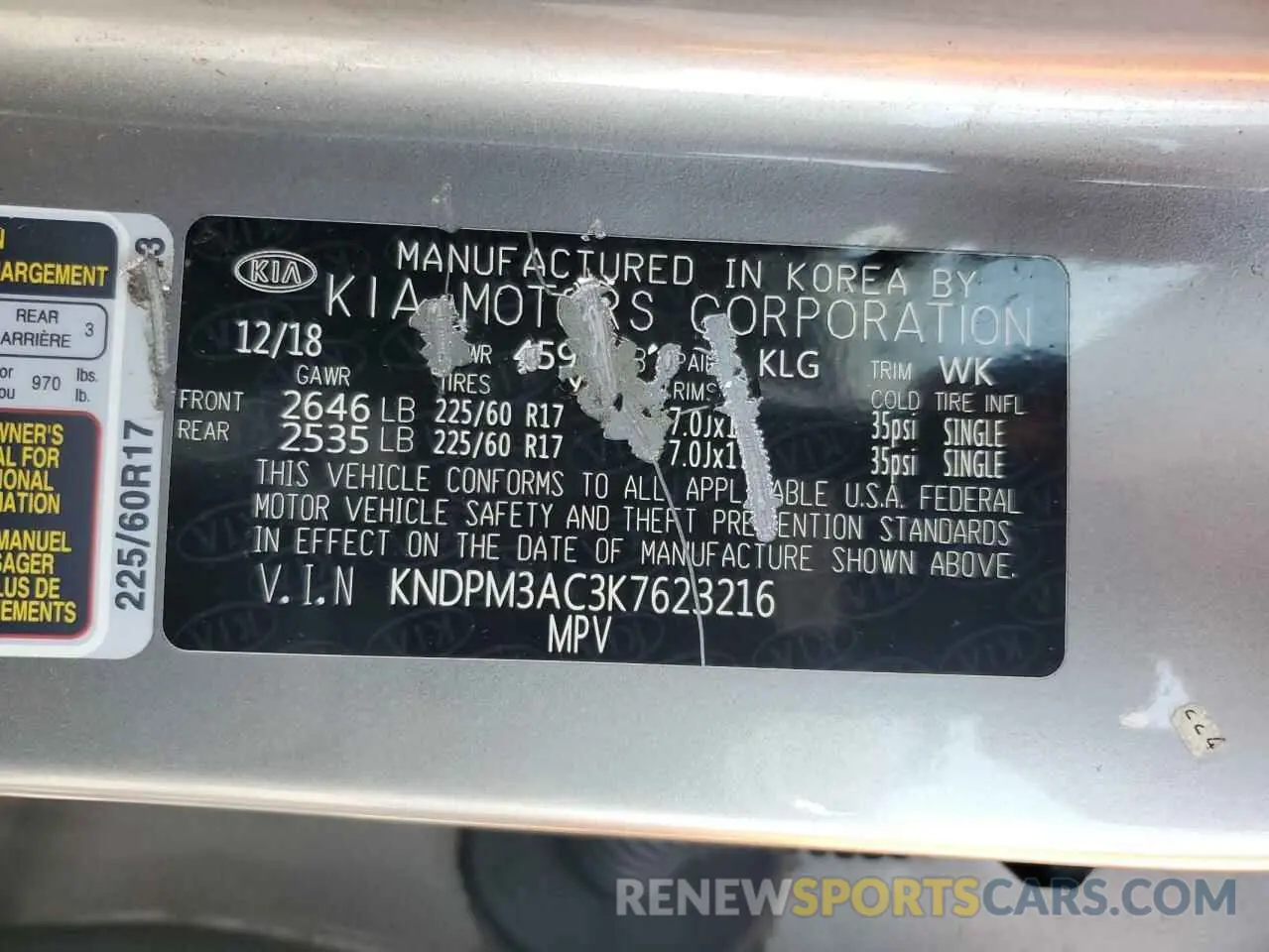 15 Photograph of a damaged car KNDPM3AC3K7623216 KIA SPORTAGE 2019