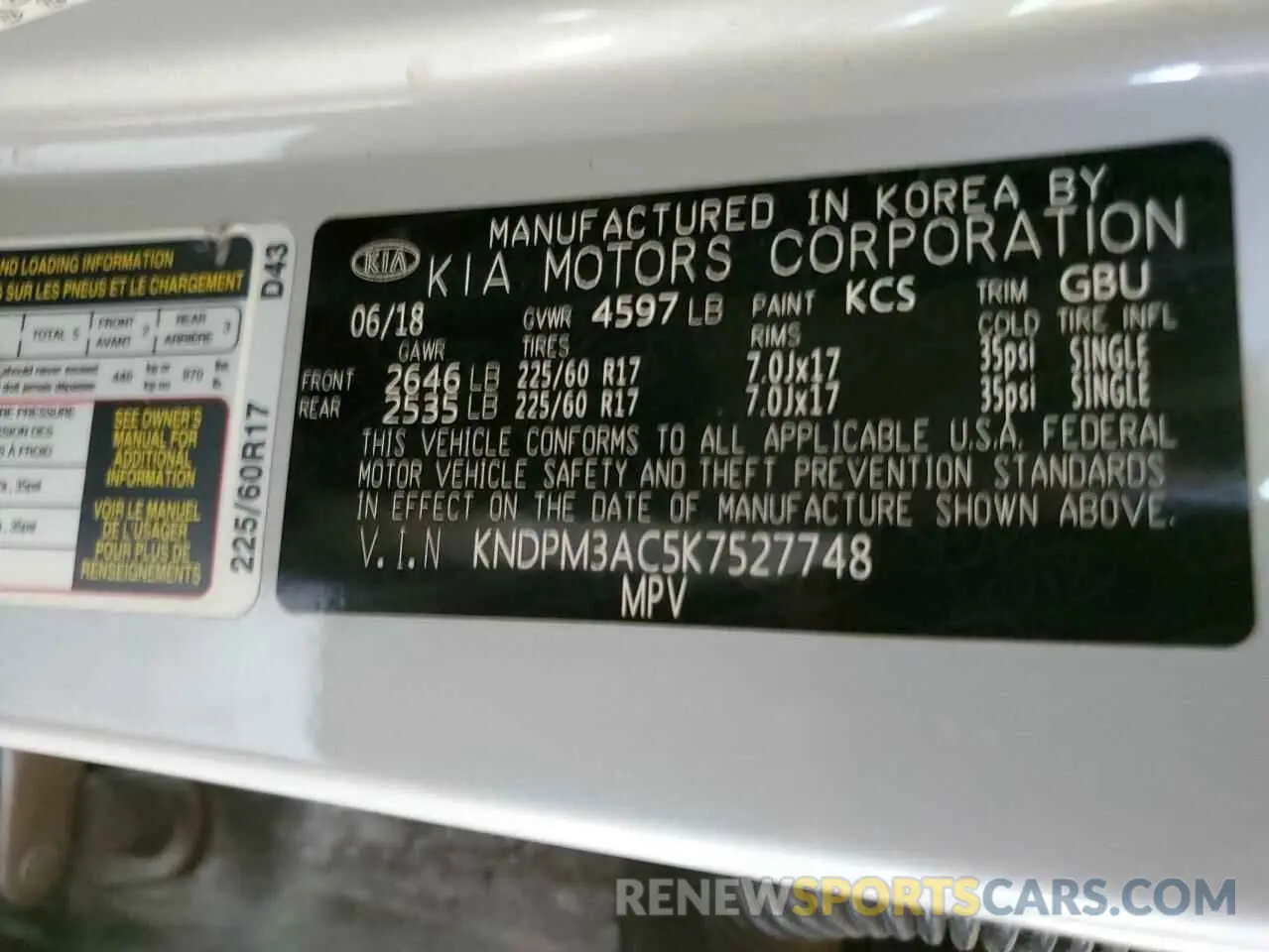 12 Photograph of a damaged car KNDPM3AC5K7527748 KIA SPORTAGE 2019