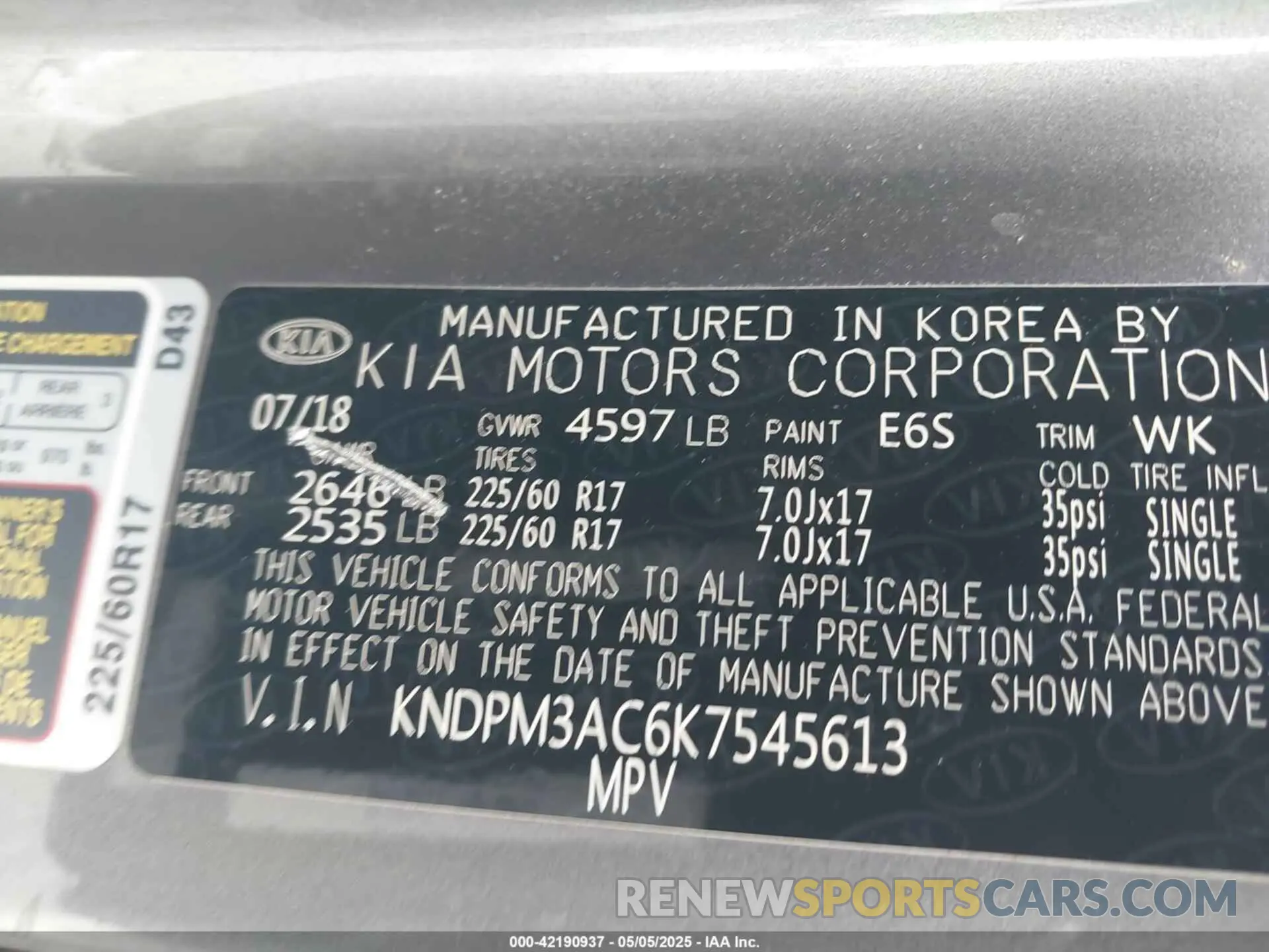 9 Photograph of a damaged car KNDPM3AC6K7545613 KIA SPORTAGE 2019
