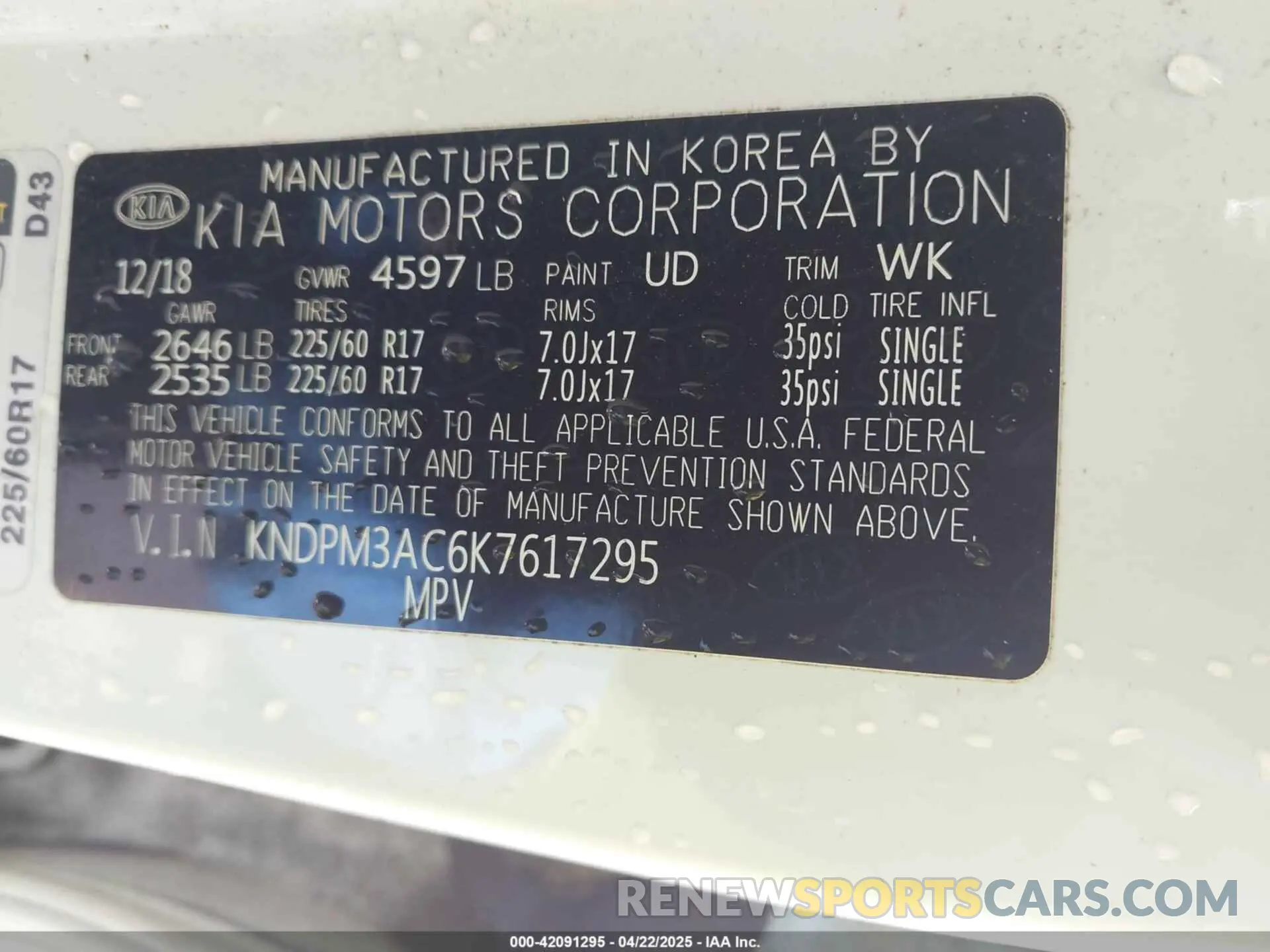 9 Photograph of a damaged car KNDPM3AC6K7617295 KIA SPORTAGE 2019