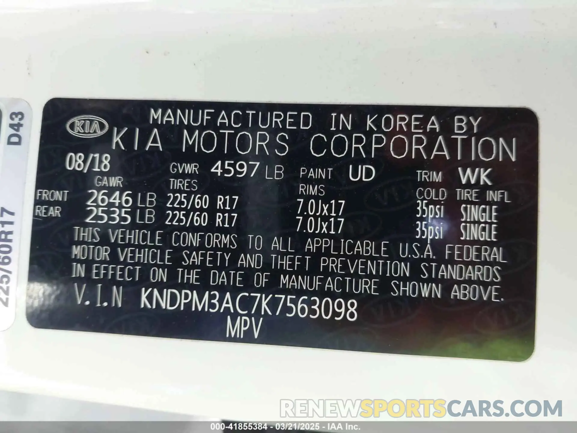 9 Photograph of a damaged car KNDPM3AC7K7563098 KIA SPORTAGE 2019