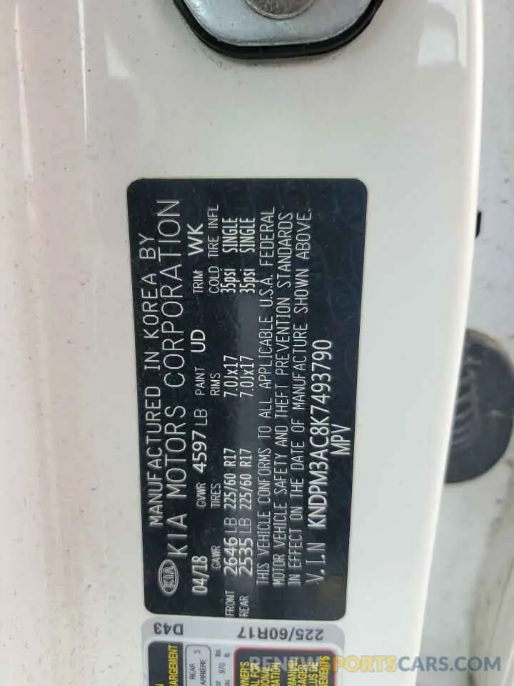 13 Photograph of a damaged car KNDPM3AC8K7493790 KIA SPORTAGE 2019