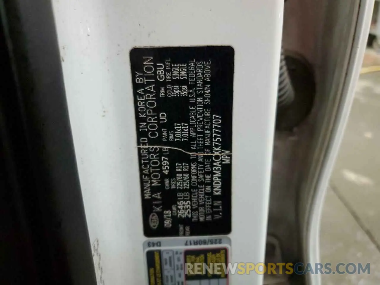 13 Photograph of a damaged car KNDPM3ACXK7577707 KIA SPORTAGE 2019