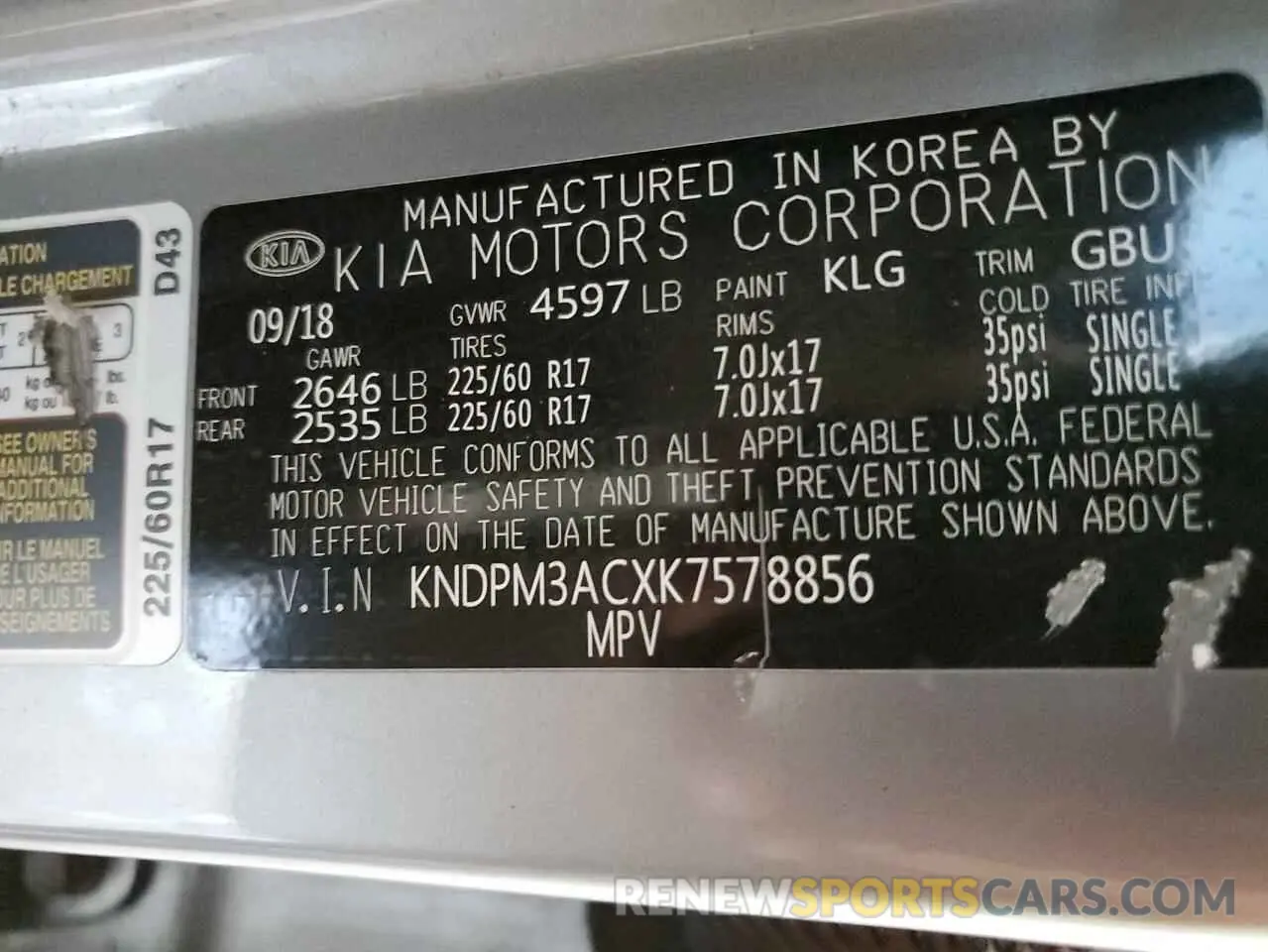 14 Photograph of a damaged car KNDPM3ACXK7578856 KIA SPORTAGE 2019