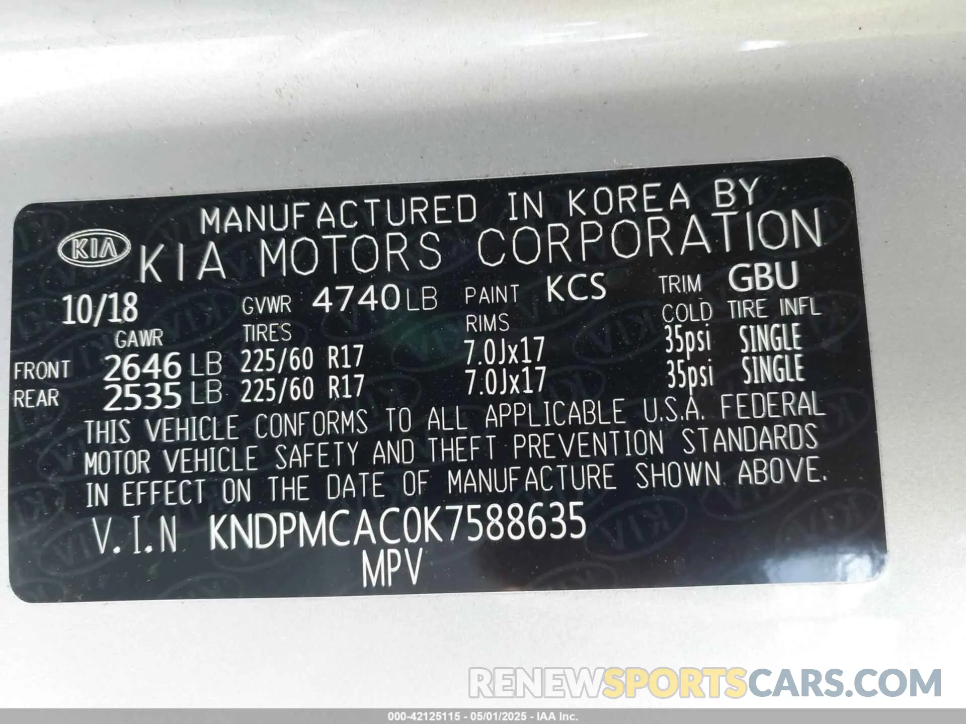 9 Photograph of a damaged car KNDPMCAC0K7588635 KIA SPORTAGE 2019