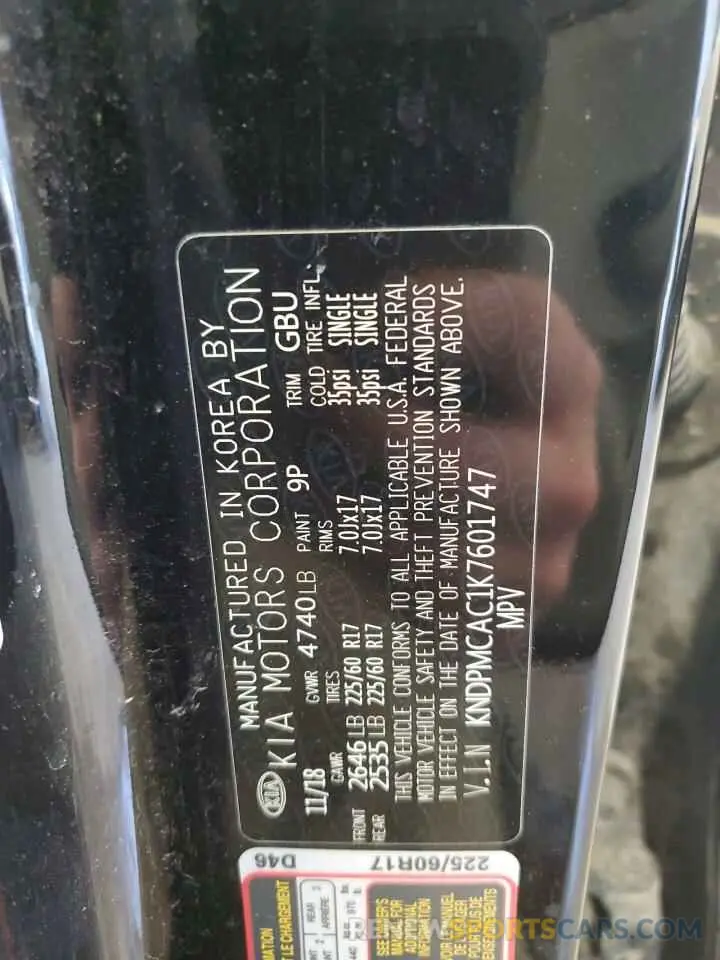 15 Photograph of a damaged car KNDPMCAC1K7601747 KIA SPORTAGE 2019