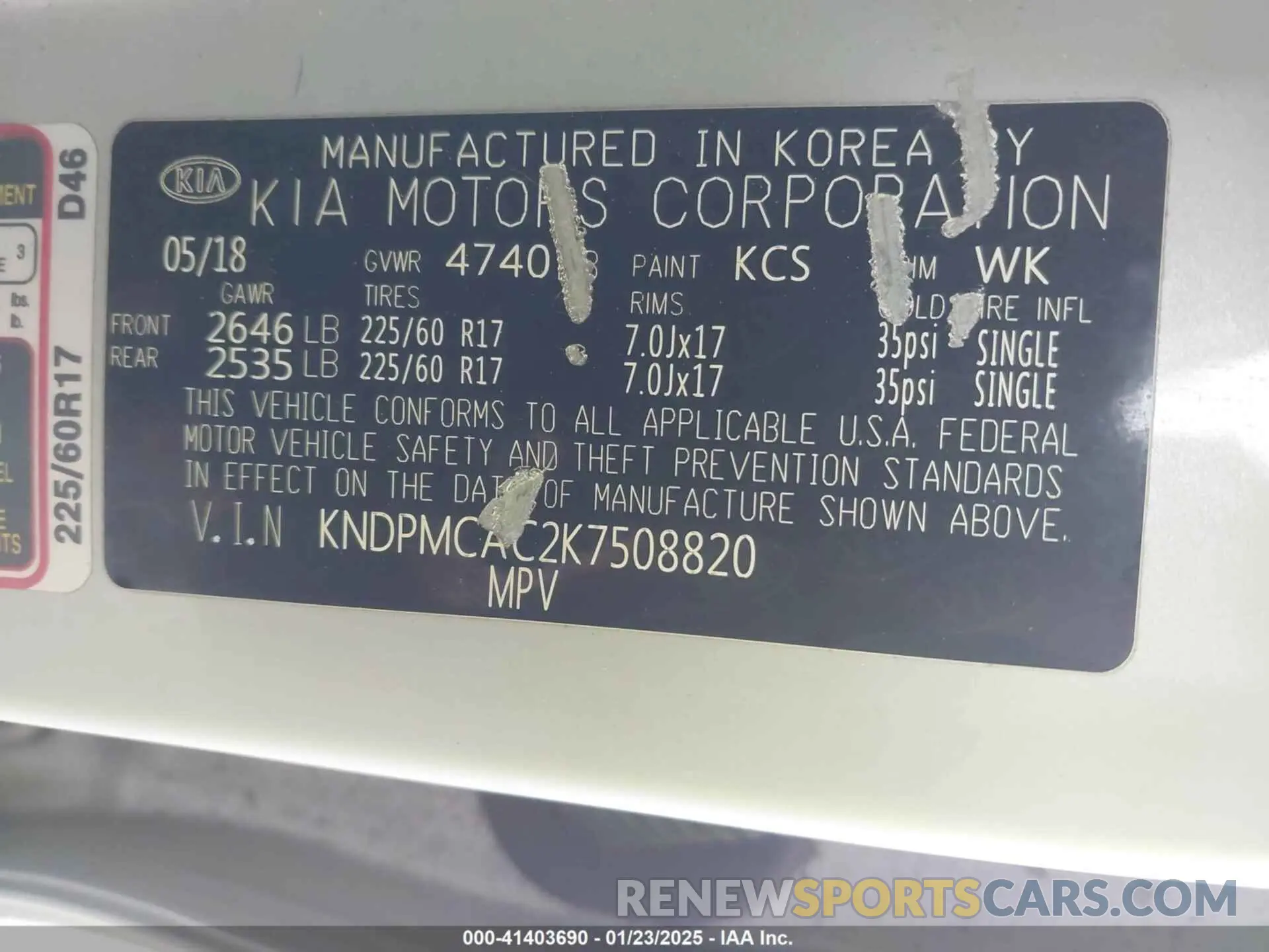 9 Photograph of a damaged car KNDPMCAC2K7508820 KIA SPORTAGE 2019