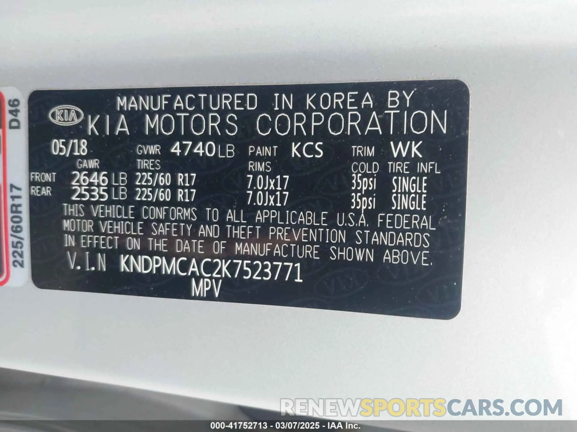 9 Photograph of a damaged car KNDPMCAC2K7523771 KIA SPORTAGE 2019