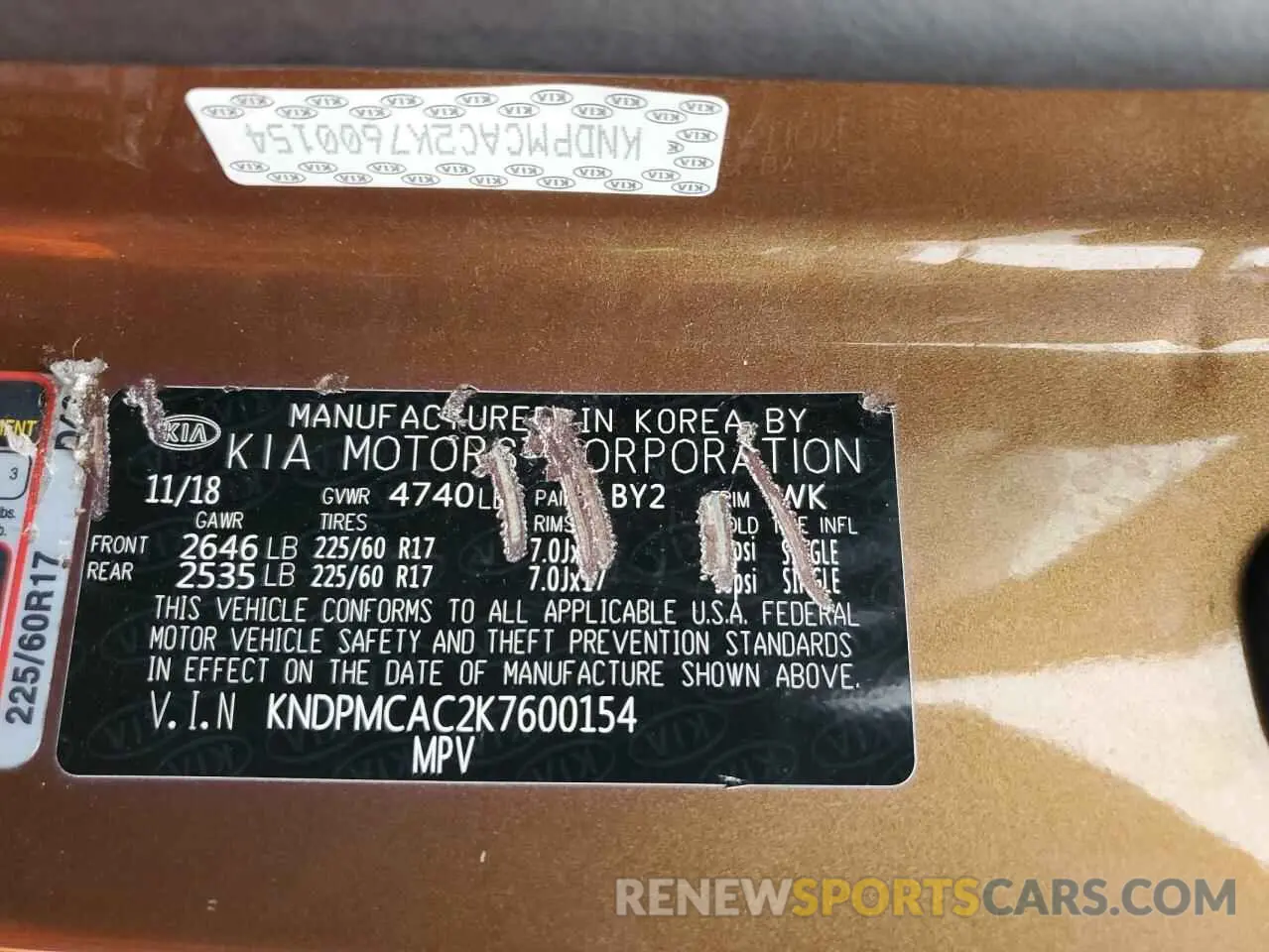13 Photograph of a damaged car KNDPMCAC2K7600154 KIA SPORTAGE 2019