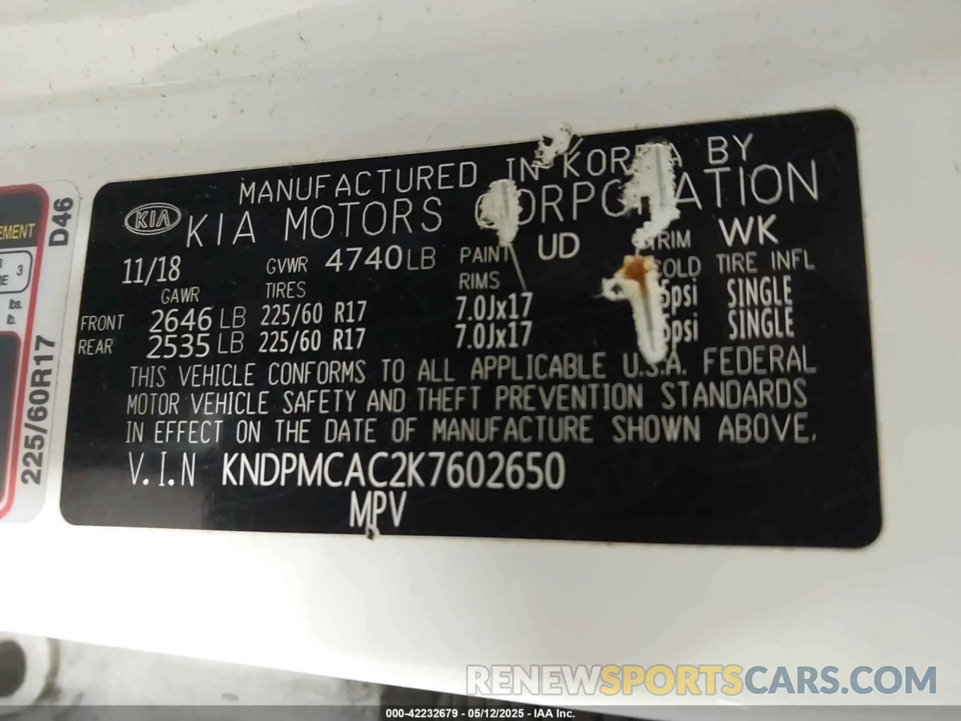 9 Photograph of a damaged car KNDPMCAC2K7602650 KIA SPORTAGE 2019