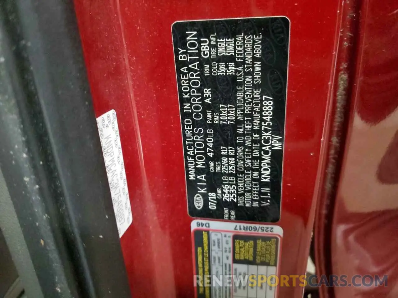 14 Photograph of a damaged car KNDPMCAC3K7548887 KIA SPORTAGE 2019