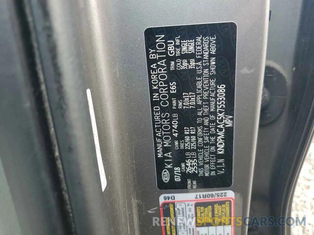 13 Photograph of a damaged car KNDPMCAC5K7553086 KIA SPORTAGE 2019