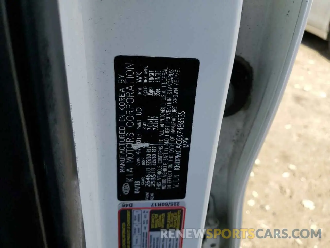 13 Photograph of a damaged car KNDPMCAC6K7498535 KIA SPORTAGE 2019