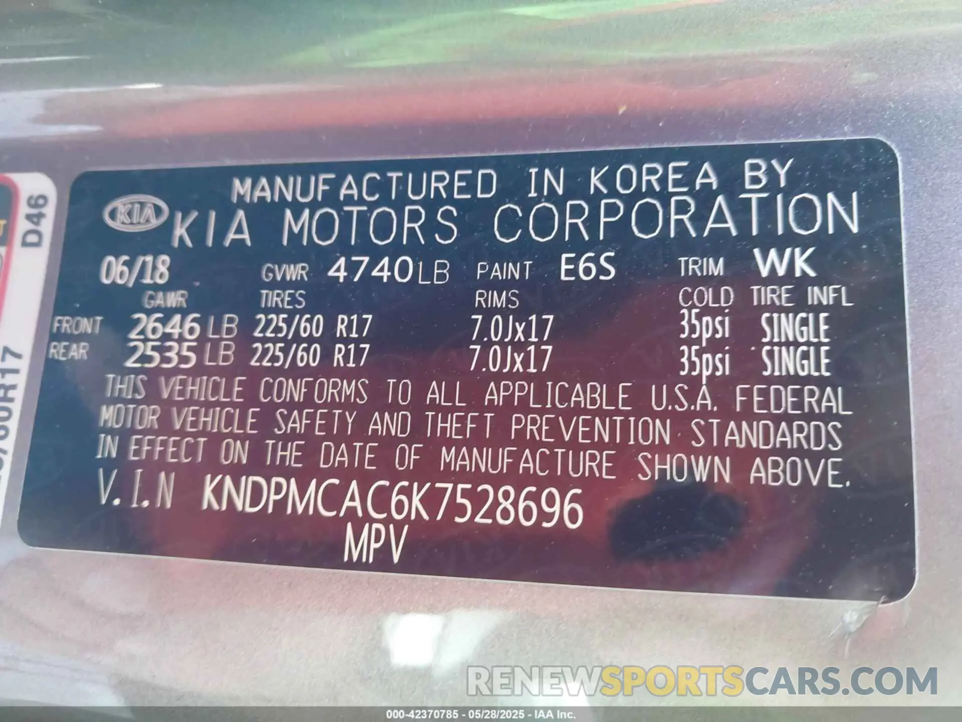 9 Photograph of a damaged car KNDPMCAC6K7528696 KIA SPORTAGE 2019
