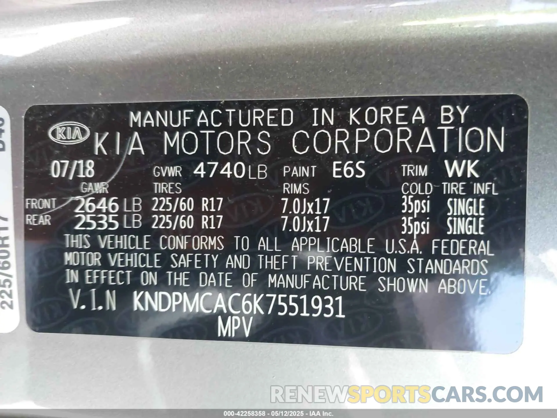 9 Photograph of a damaged car KNDPMCAC6K7551931 KIA SPORTAGE 2019