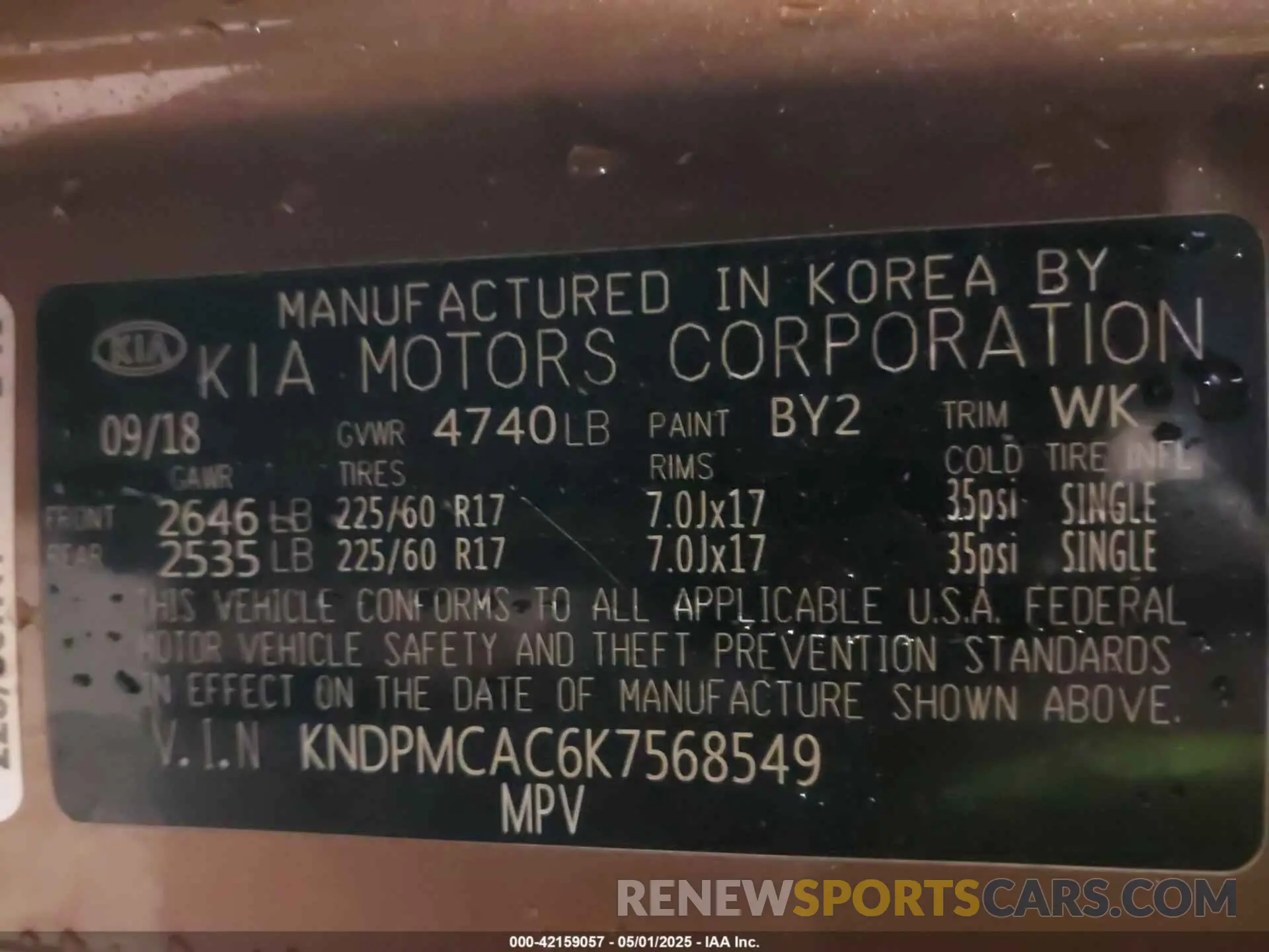 9 Photograph of a damaged car KNDPMCAC6K7568549 KIA SPORTAGE 2019