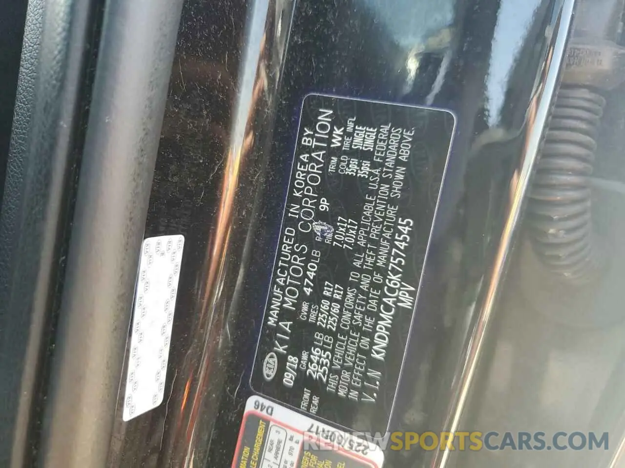 13 Photograph of a damaged car KNDPMCAC6K7574545 KIA SPORTAGE 2019