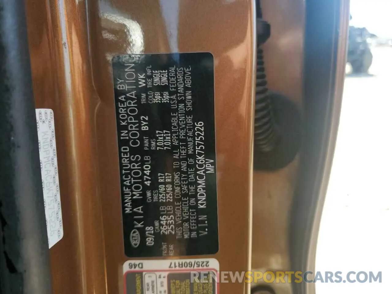 15 Photograph of a damaged car KNDPMCAC6K7575226 KIA SPORTAGE 2019