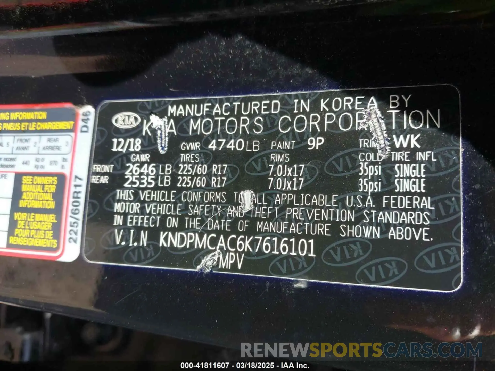 9 Photograph of a damaged car KNDPMCAC6K7616101 KIA SPORTAGE 2019
