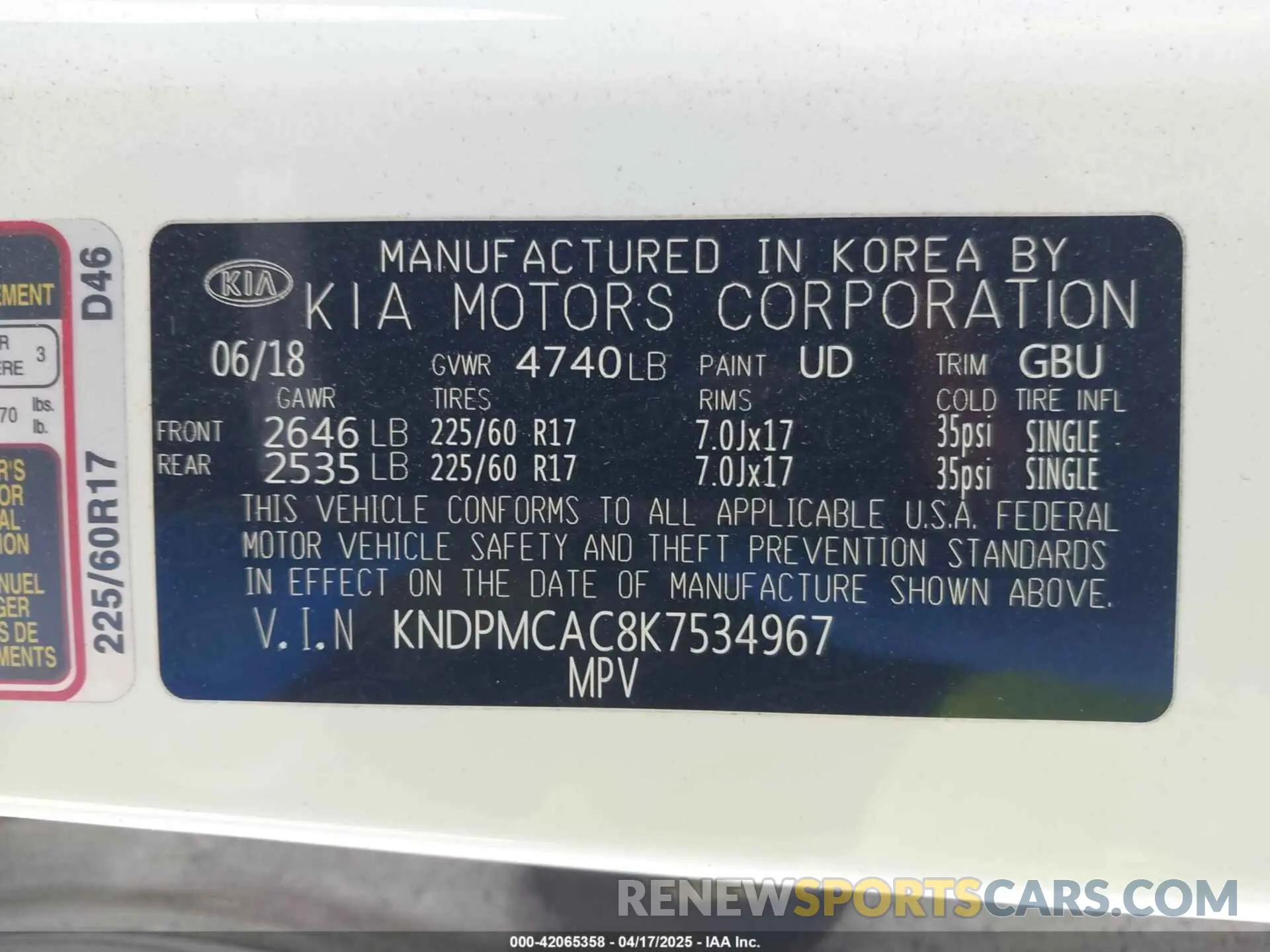9 Photograph of a damaged car KNDPMCAC8K7534967 KIA SPORTAGE 2019