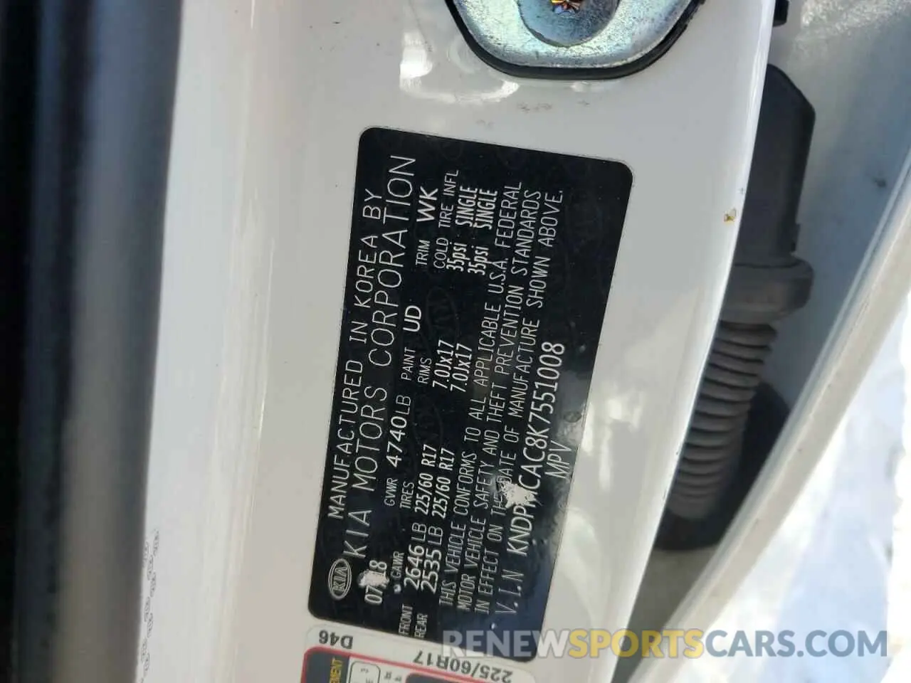 12 Photograph of a damaged car KNDPMCAC8K7551008 KIA SPORTAGE 2019