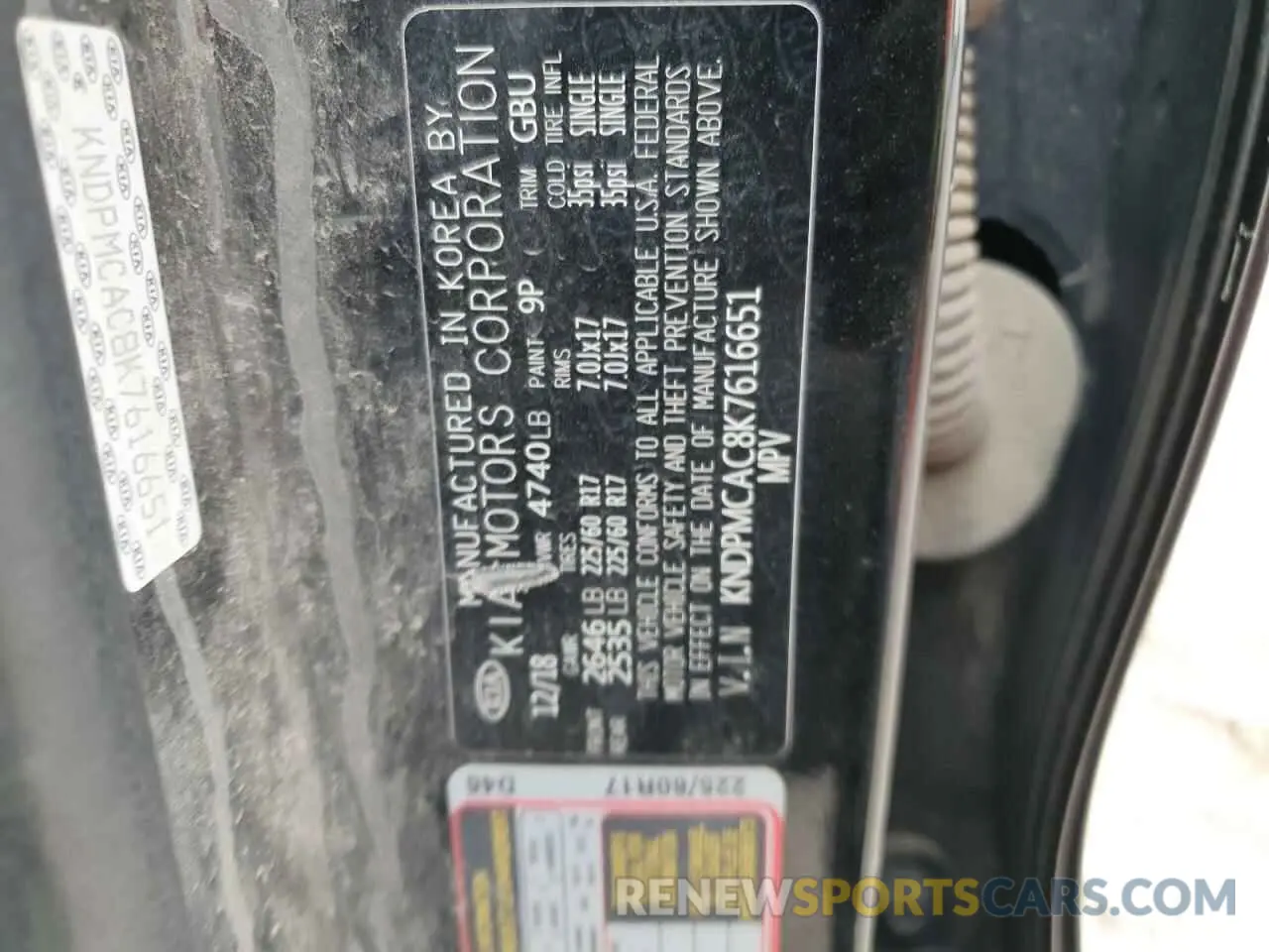 12 Photograph of a damaged car KNDPMCAC8K7616651 KIA SPORTAGE 2019