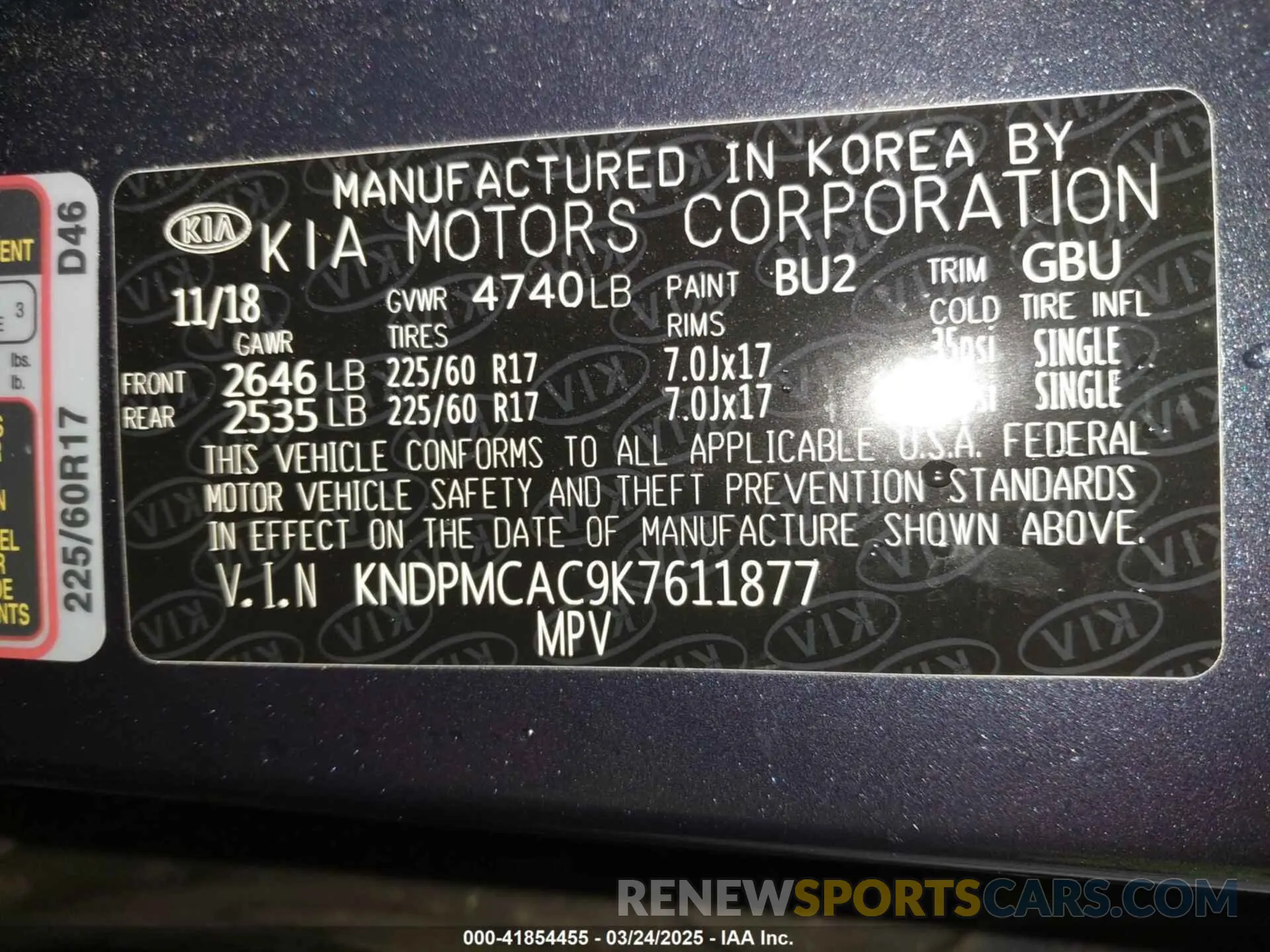 9 Photograph of a damaged car KNDPMCAC9K7611877 KIA SPORTAGE 2019
