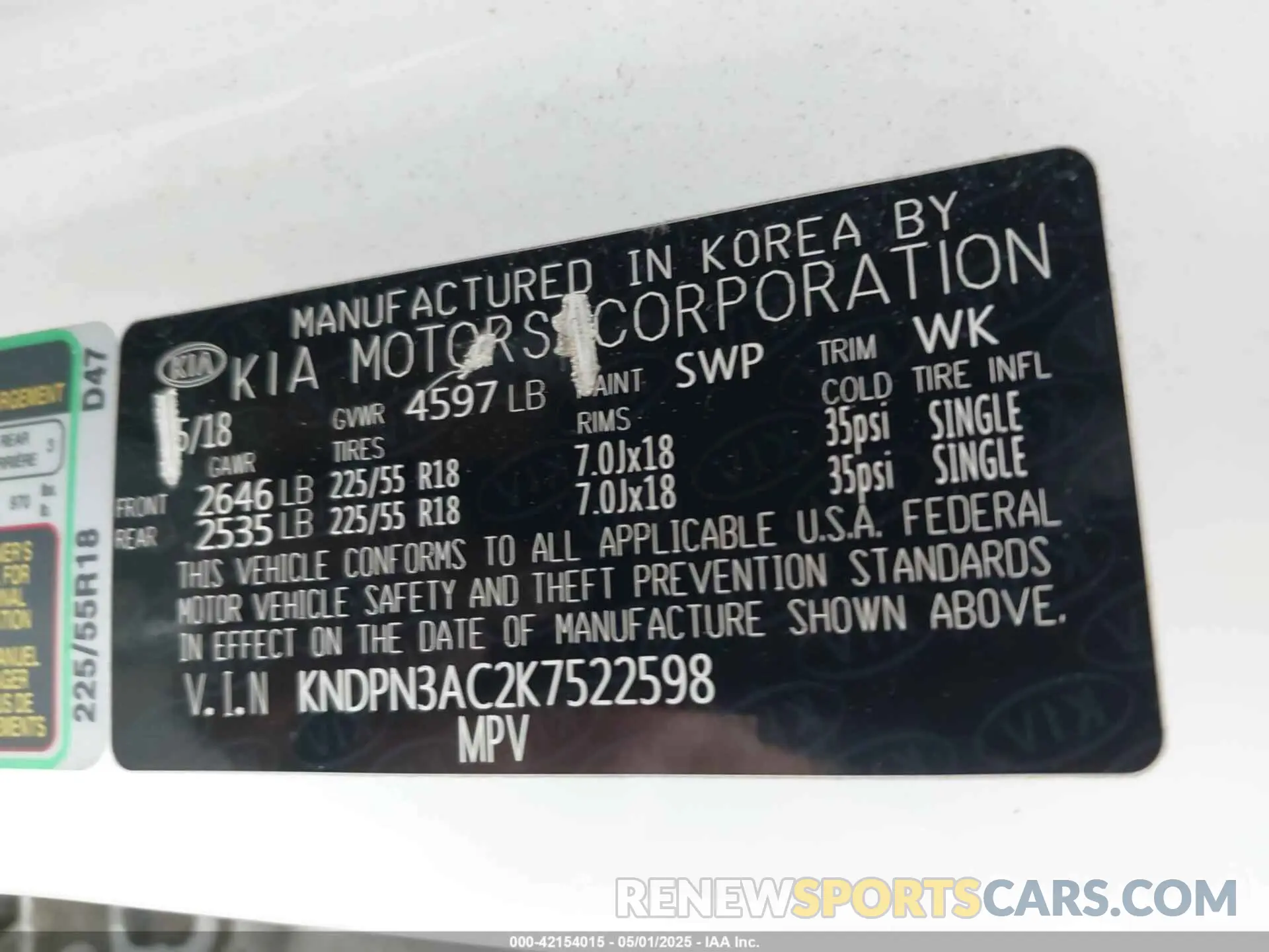 9 Photograph of a damaged car KNDPN3AC2K7522598 KIA SPORTAGE 2019