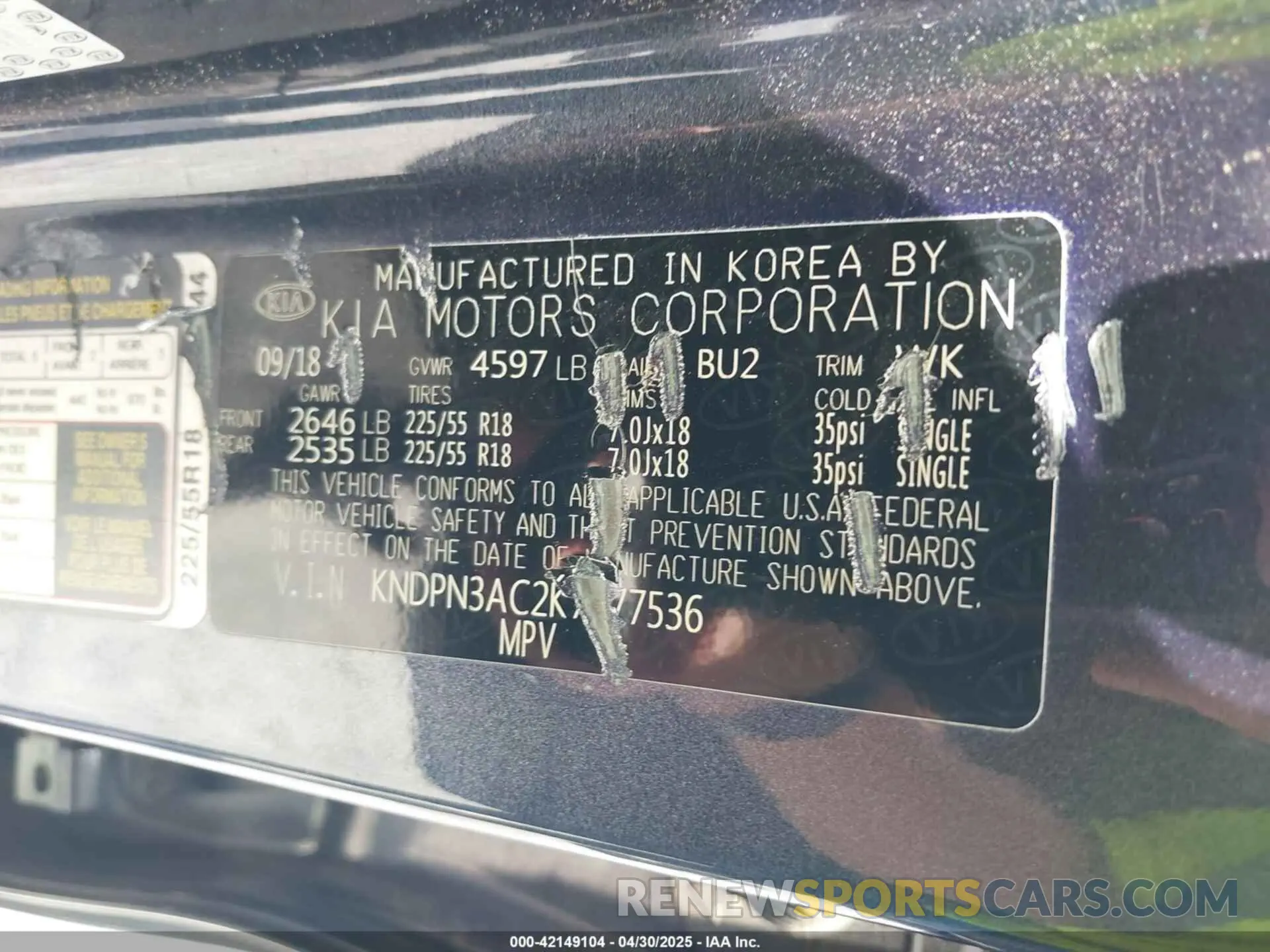 9 Photograph of a damaged car KNDPN3AC2K7577536 KIA SPORTAGE 2019