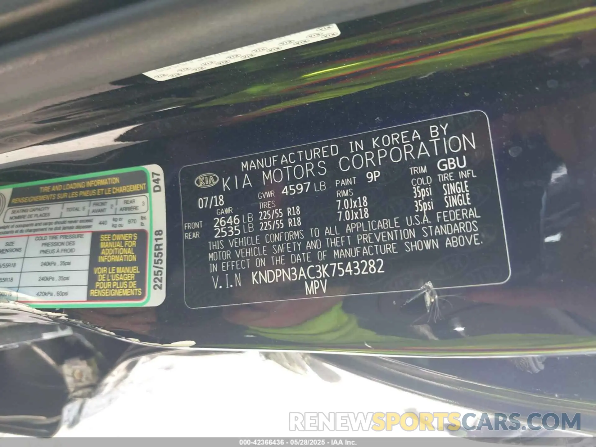 9 Photograph of a damaged car KNDPN3AC3K7543282 KIA SPORTAGE 2019
